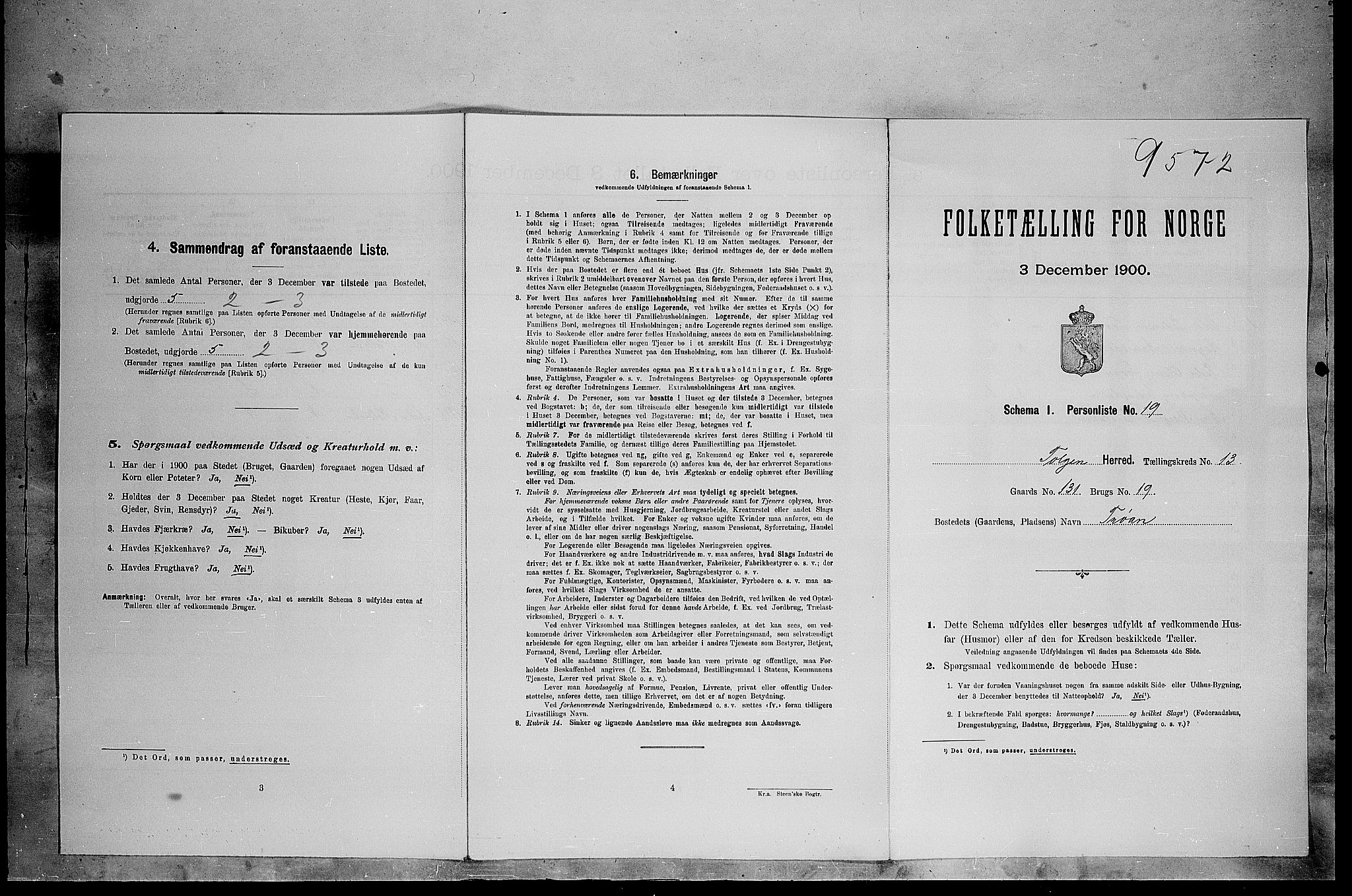 SAH, 1900 census for Tolga, 1900, p. 1228