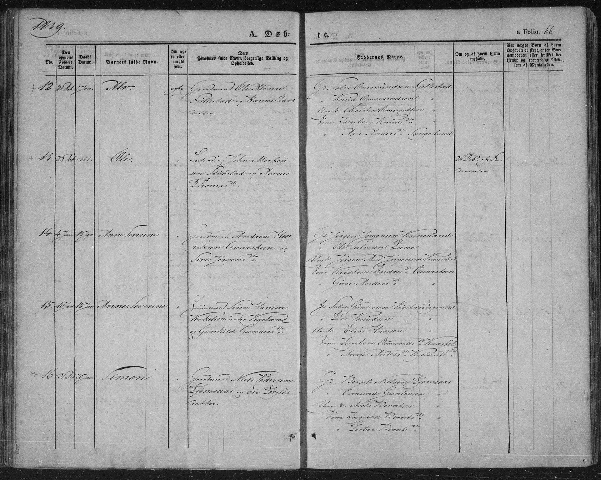 Vennesla sokneprestkontor, AV/SAK-1111-0045/Fa/Fac/L0004: Parish register (official) no. A 4, 1834-1855, p. 66