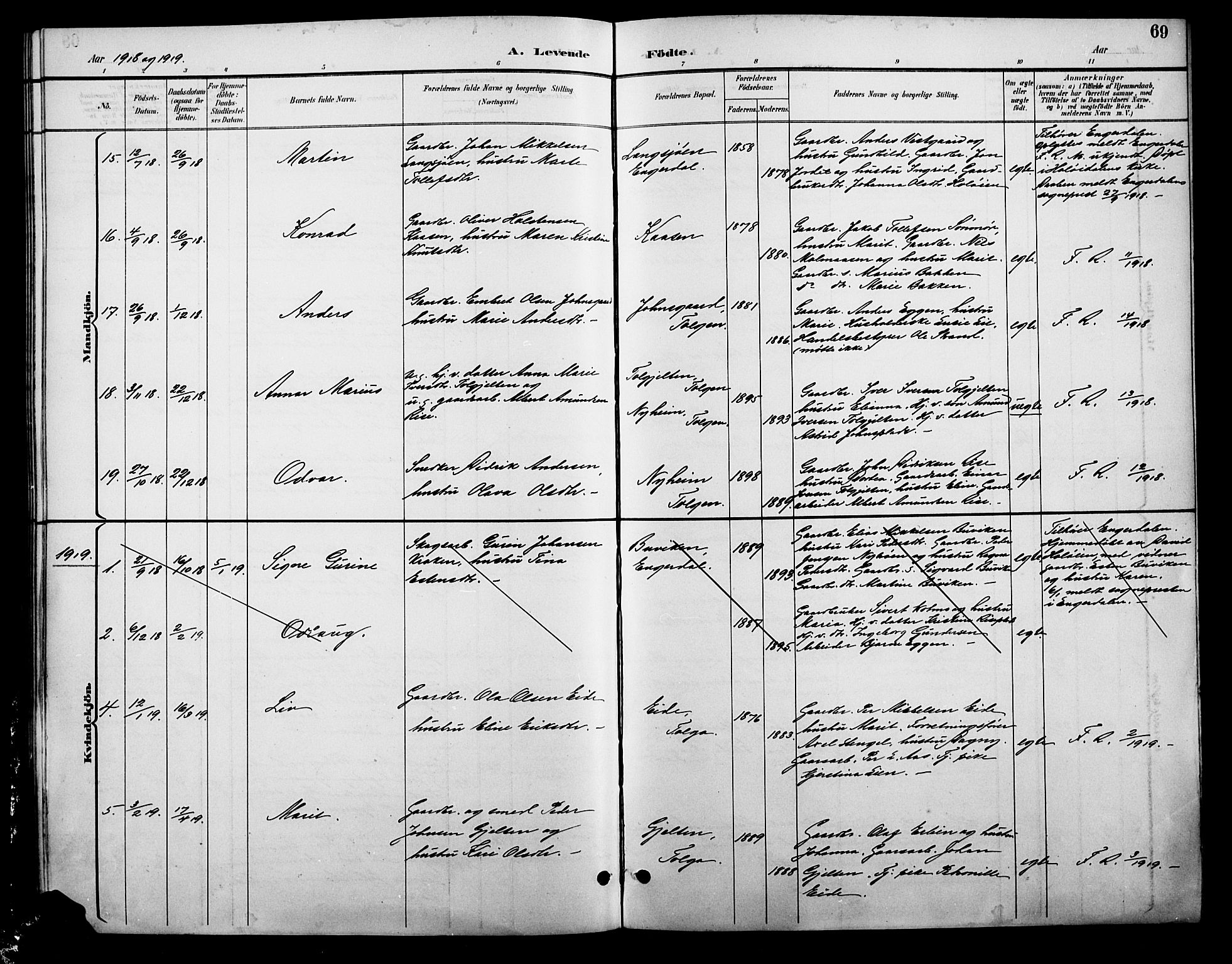 Tolga prestekontor, AV/SAH-PREST-062/L/L0009: Parish register (copy) no. 9, 1892-1919, p. 69