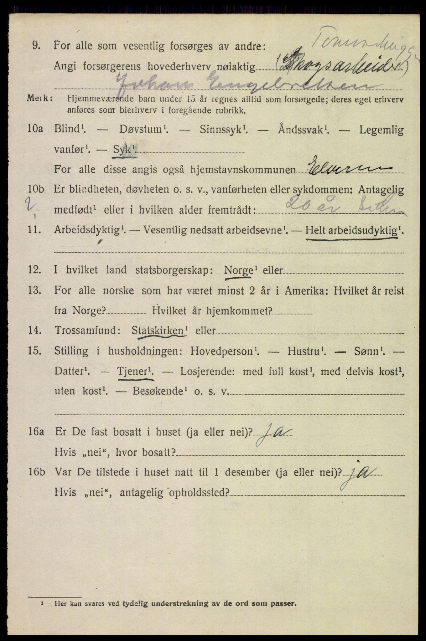 SAH, 1920 census for Elverum, 1920, p. 15587