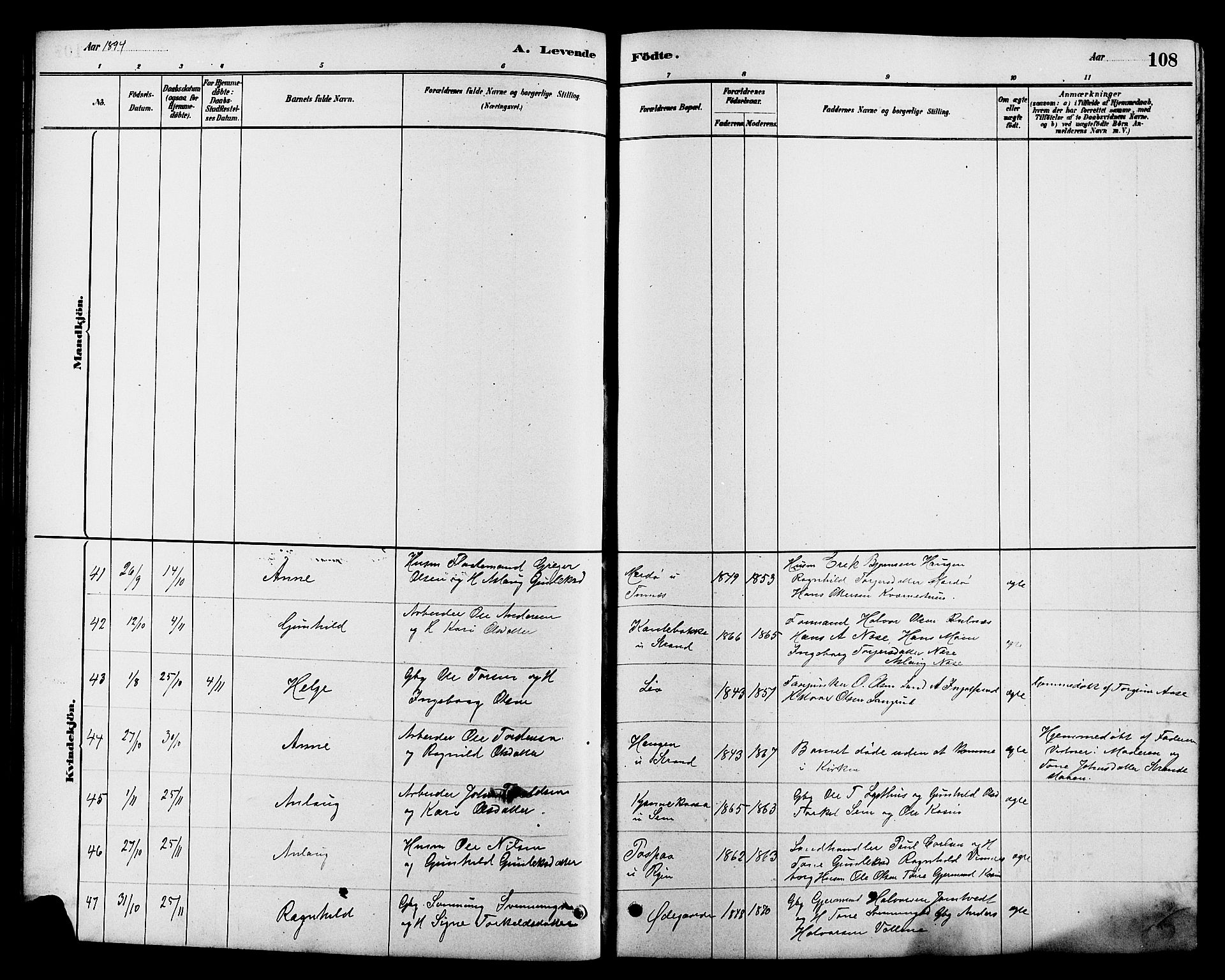 Heddal kirkebøker, SAKO/A-268/G/Ga/L0002: Parish register (copy) no. I 2, 1879-1908, p. 108