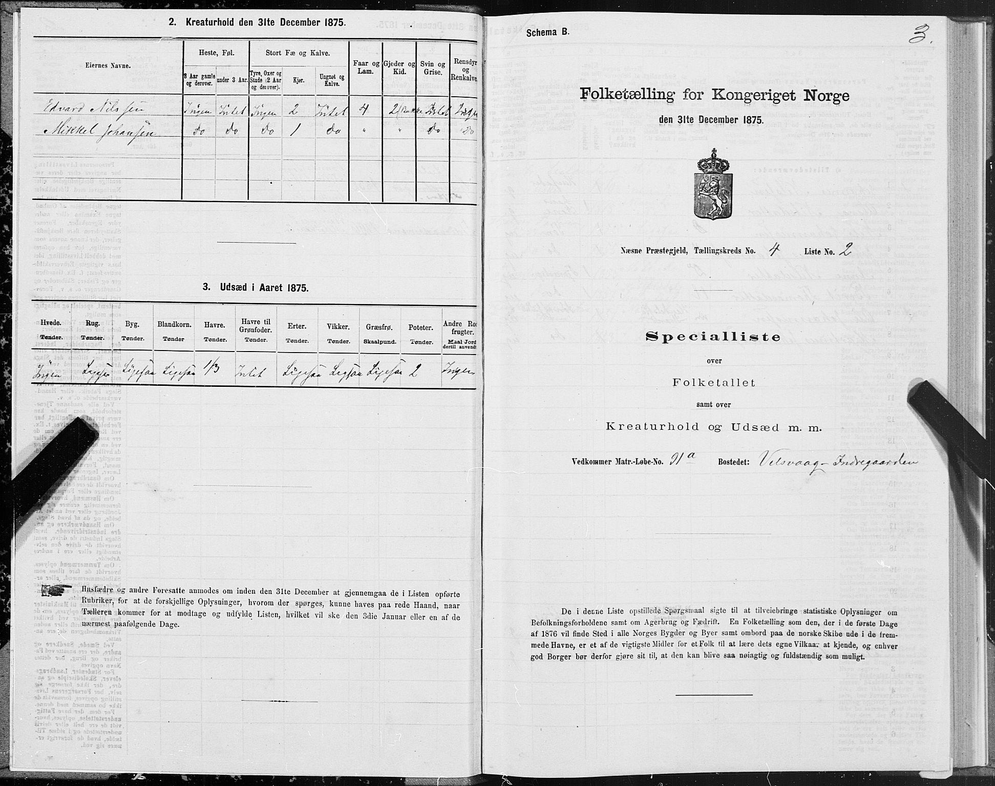 SAT, 1875 census for 1828P Nesna, 1875, p. 3003