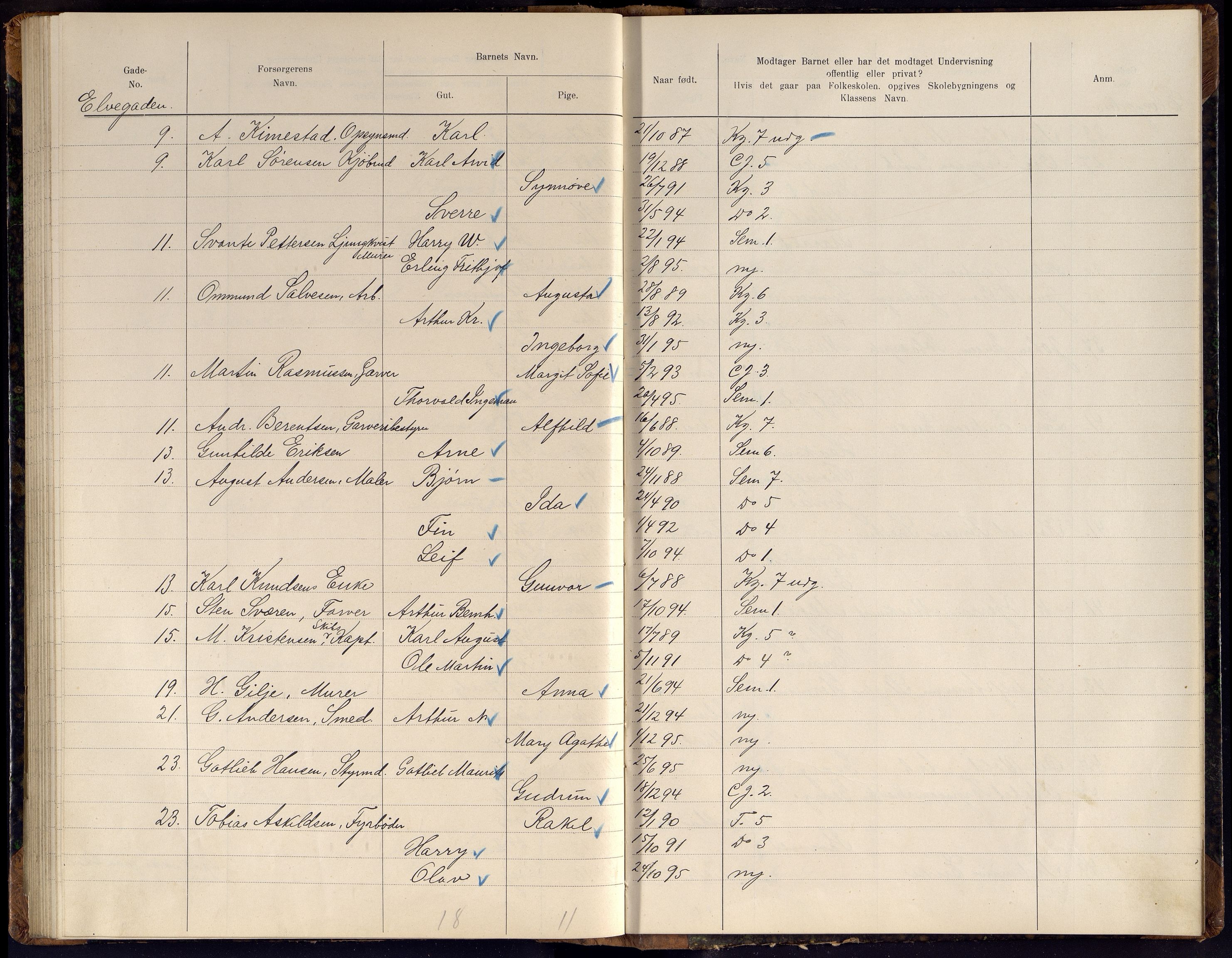 Kristiansand By - Skolekommisjonen/ -Styret, ARKSOR/1001KG510/J/Jb/L0011: Barnetelling, 1902, p. 165-166