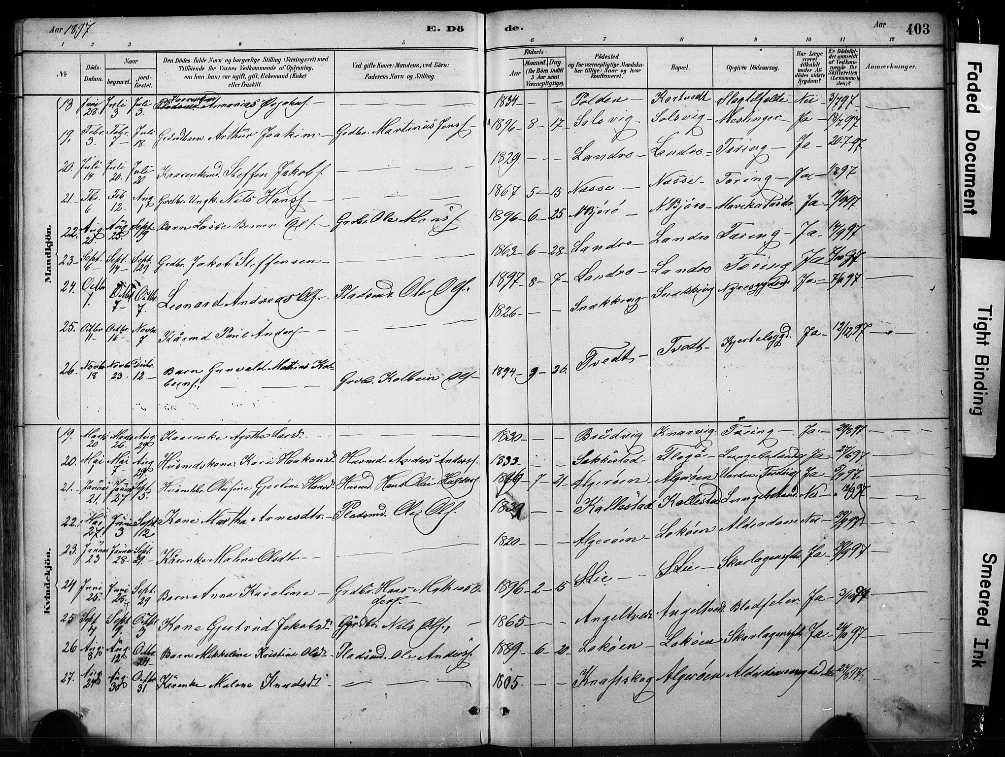 Fjell sokneprestembete, AV/SAB-A-75301/H/Hab: Parish register (copy) no. A 4, 1880-1899, p. 403