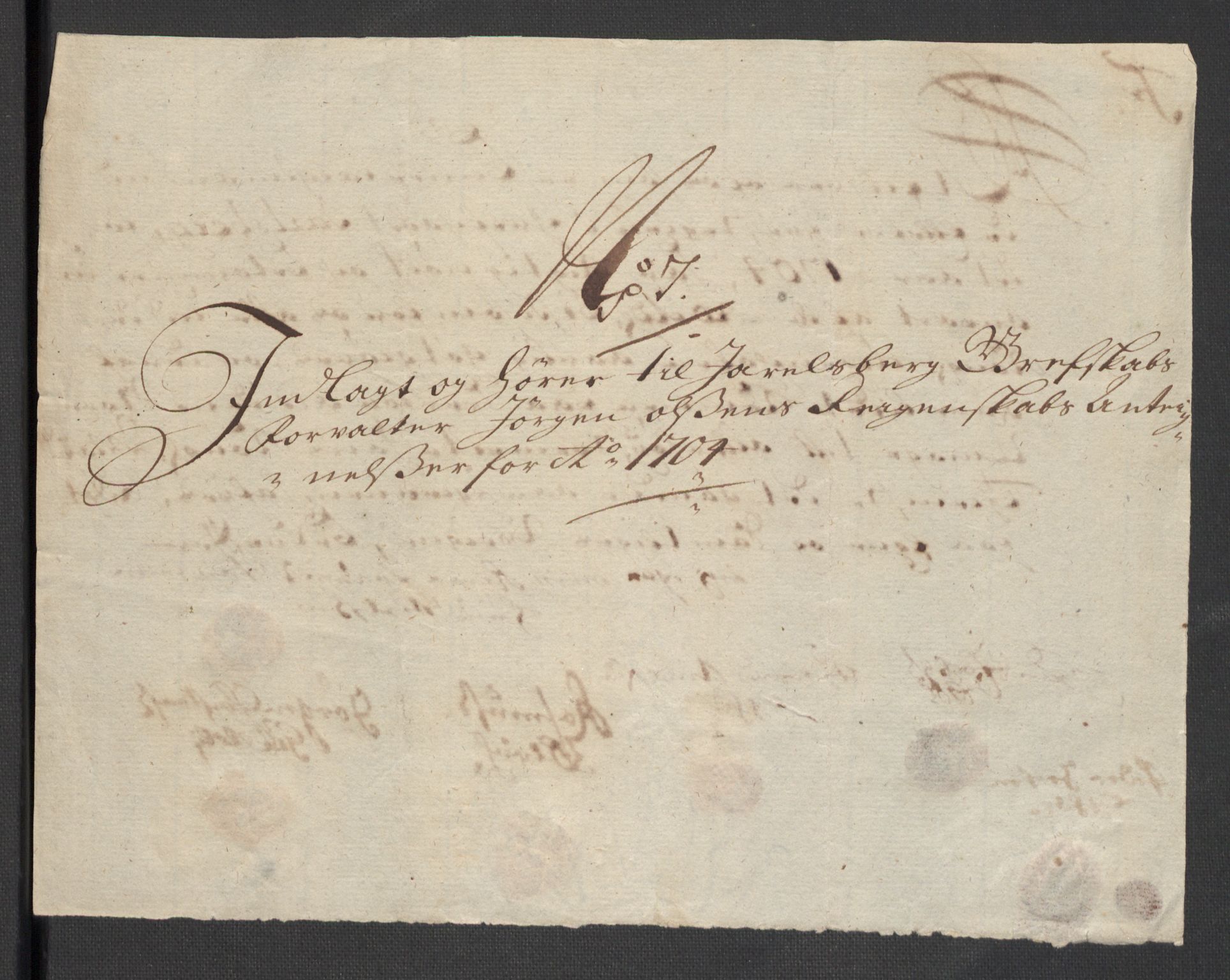 Rentekammeret inntil 1814, Reviderte regnskaper, Fogderegnskap, AV/RA-EA-4092/R32/L1871: Fogderegnskap Jarlsberg grevskap, 1703-1705, p. 392