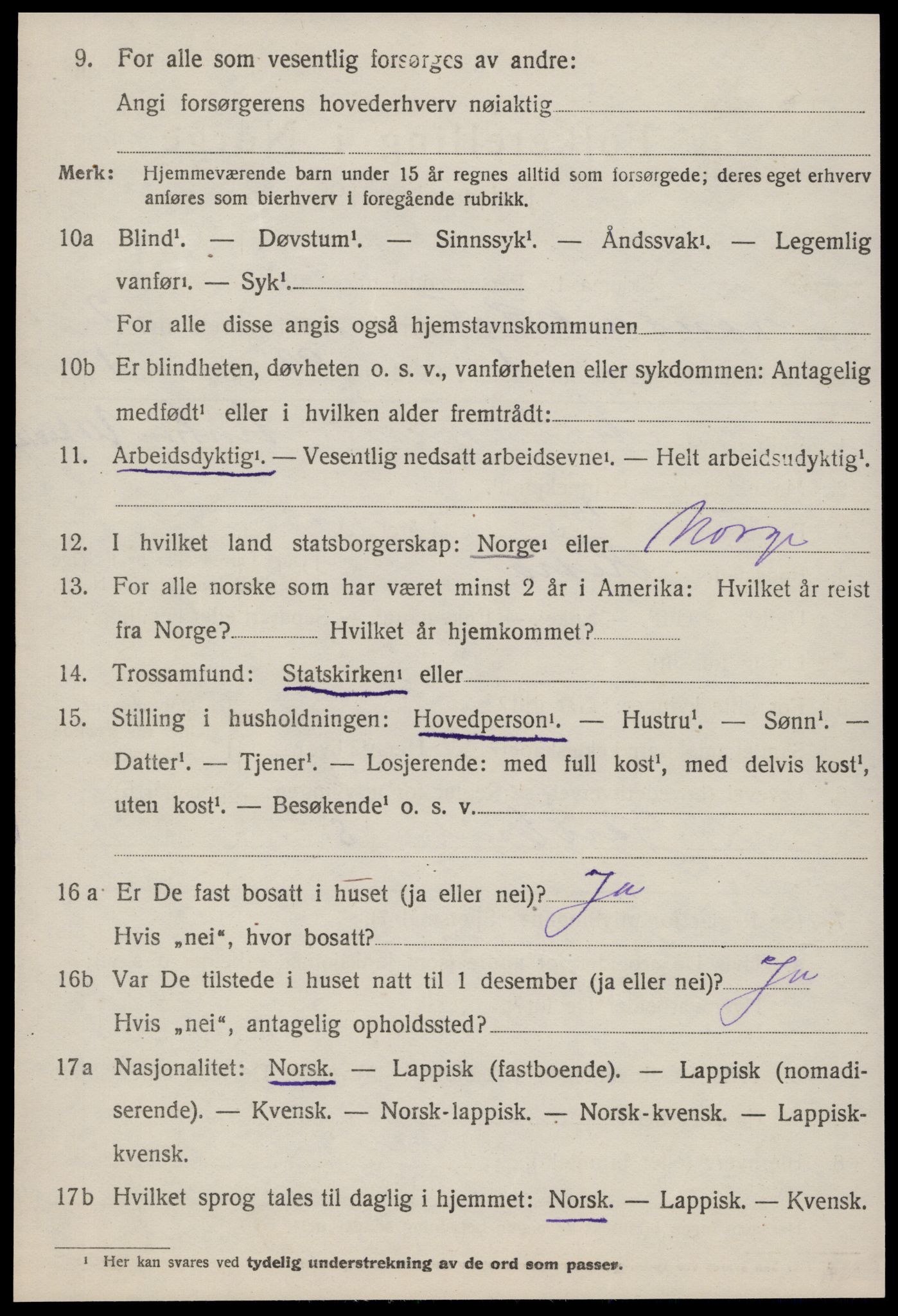 SAT, 1920 census for Lensvik, 1920, p. 1283