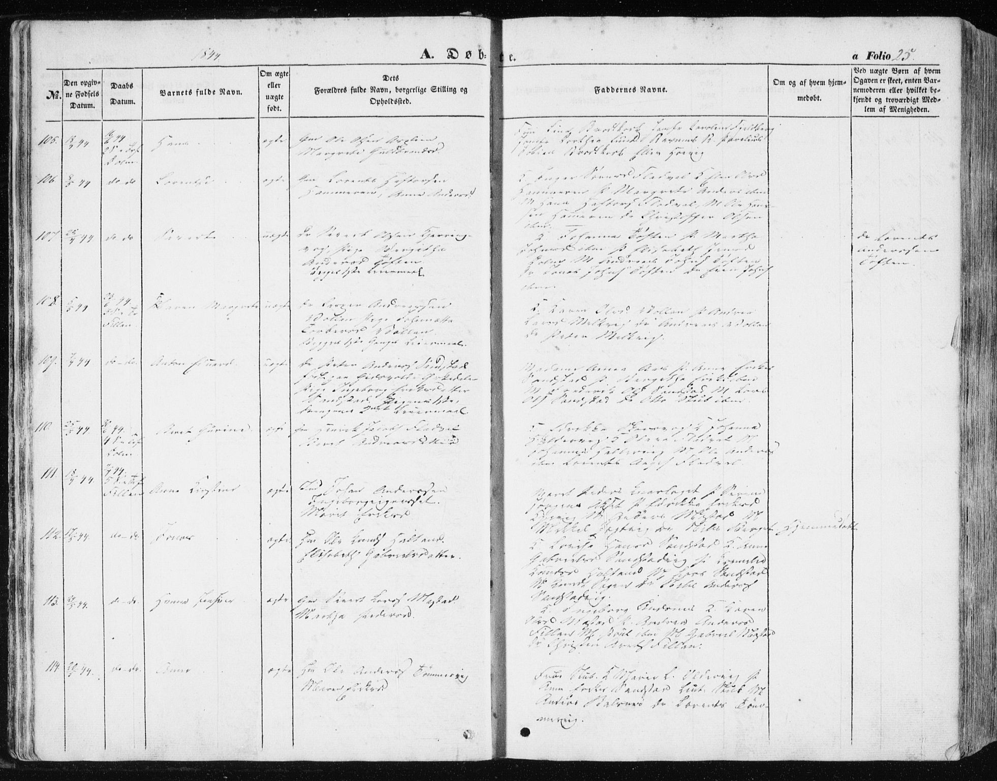 Ministerialprotokoller, klokkerbøker og fødselsregistre - Sør-Trøndelag, SAT/A-1456/634/L0529: Parish register (official) no. 634A05, 1843-1851, p. 25