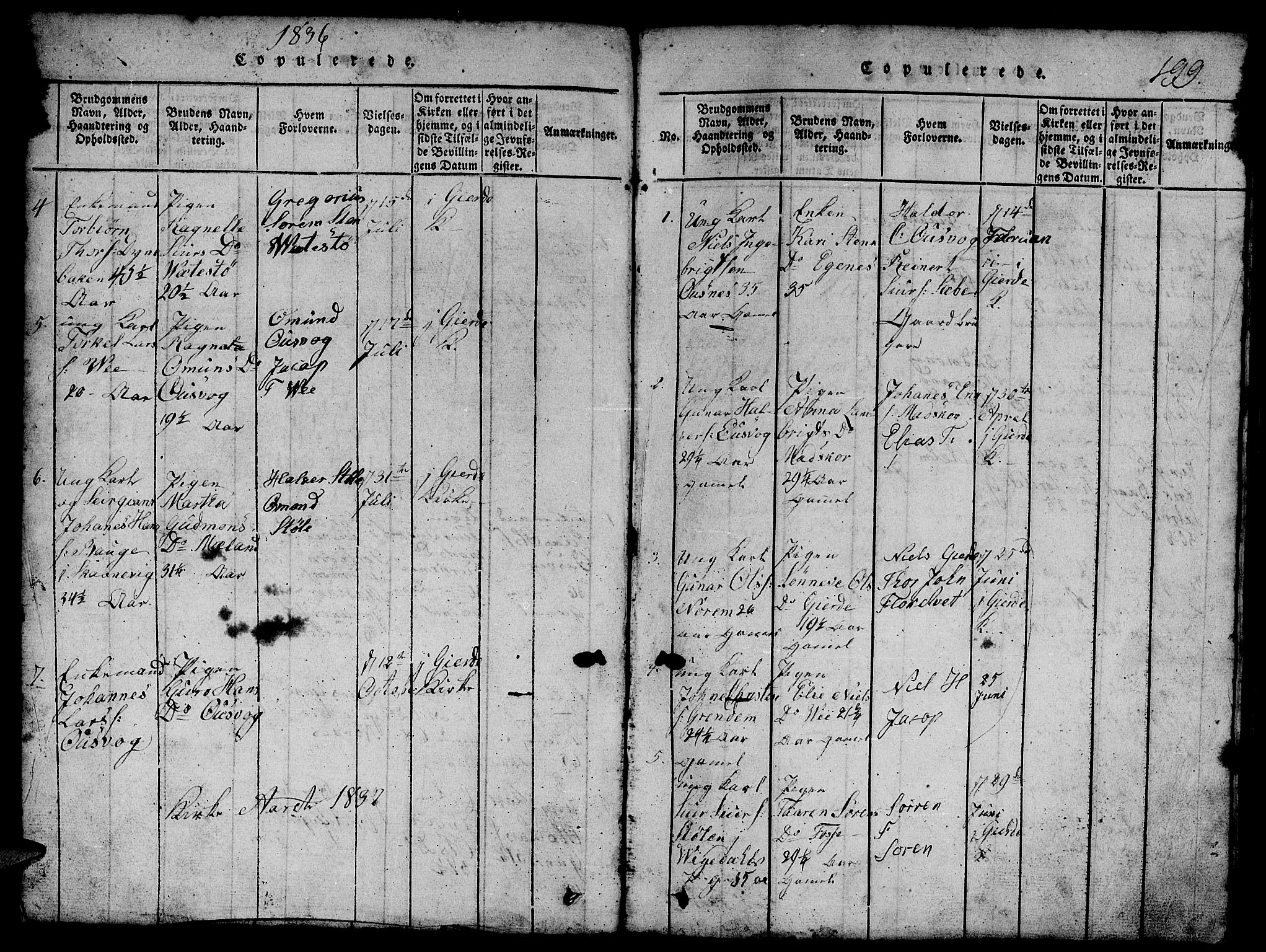 Etne sokneprestembete, SAB/A-75001/H/Hab: Parish register (copy) no. B 1, 1815-1850, p. 199