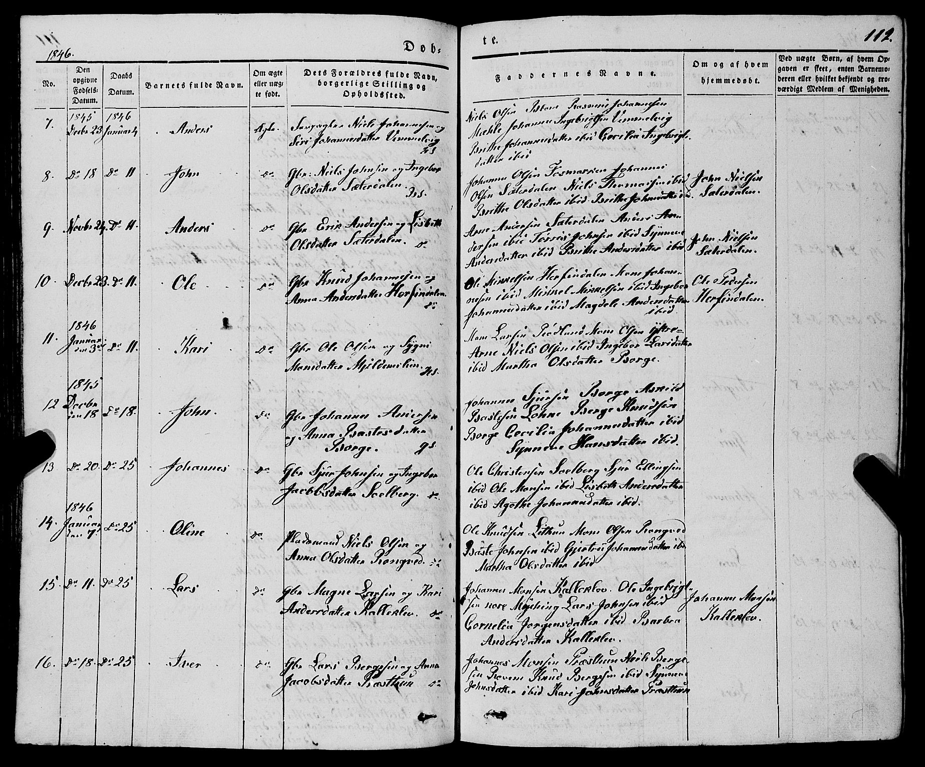 Haus sokneprestembete, AV/SAB-A-75601/H/Haa: Parish register (official) no. A 15, 1838-1847, p. 112