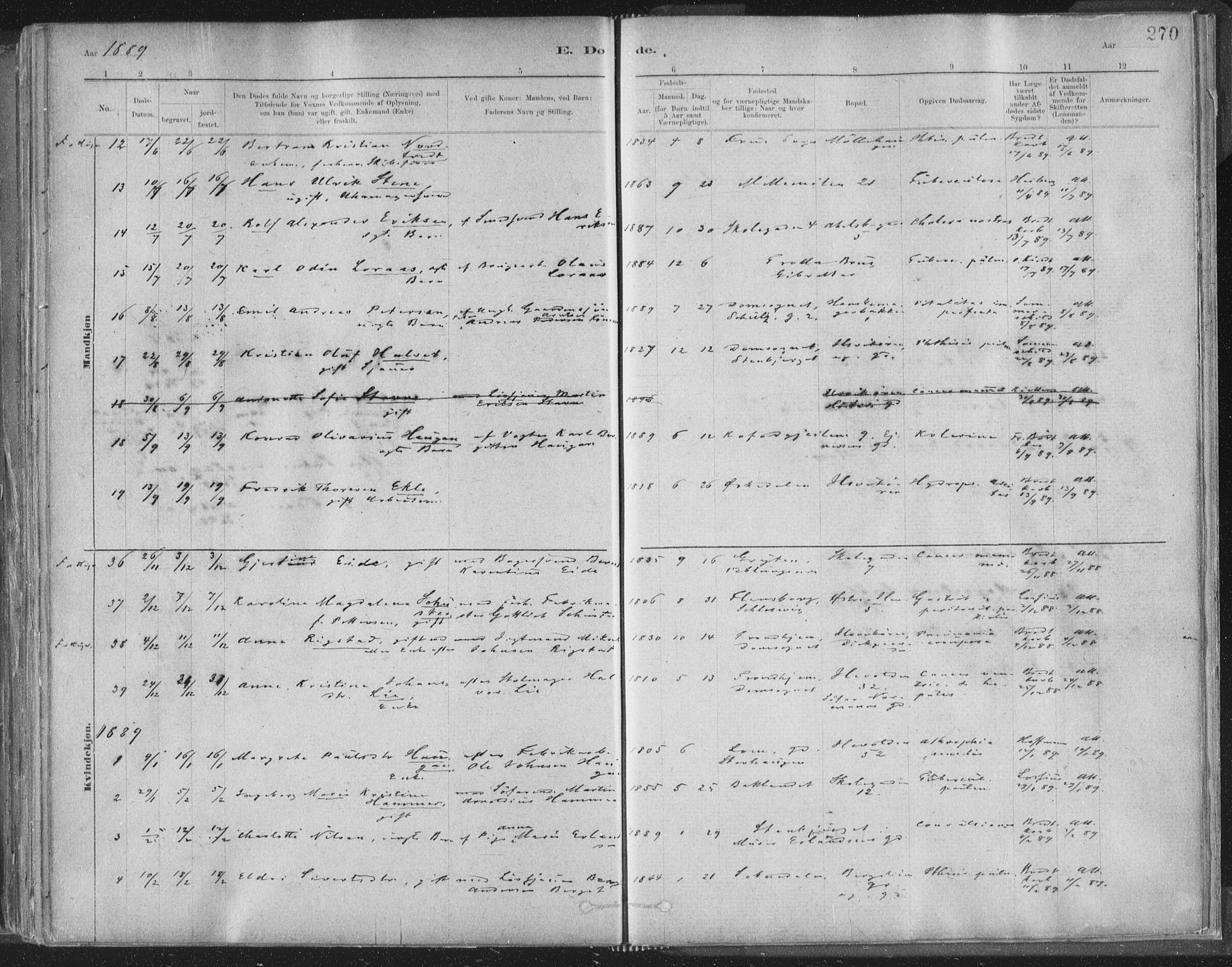 Ministerialprotokoller, klokkerbøker og fødselsregistre - Sør-Trøndelag, SAT/A-1456/603/L0162: Parish register (official) no. 603A01, 1879-1895, p. 270