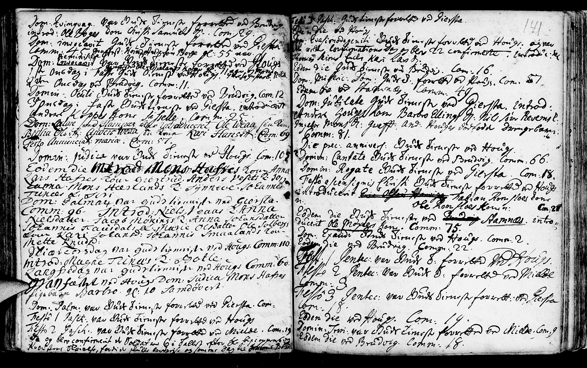 Haus sokneprestembete, SAB/A-75601/H/Haa: Parish register (official) no. A 5, 1733-1747, p. 141