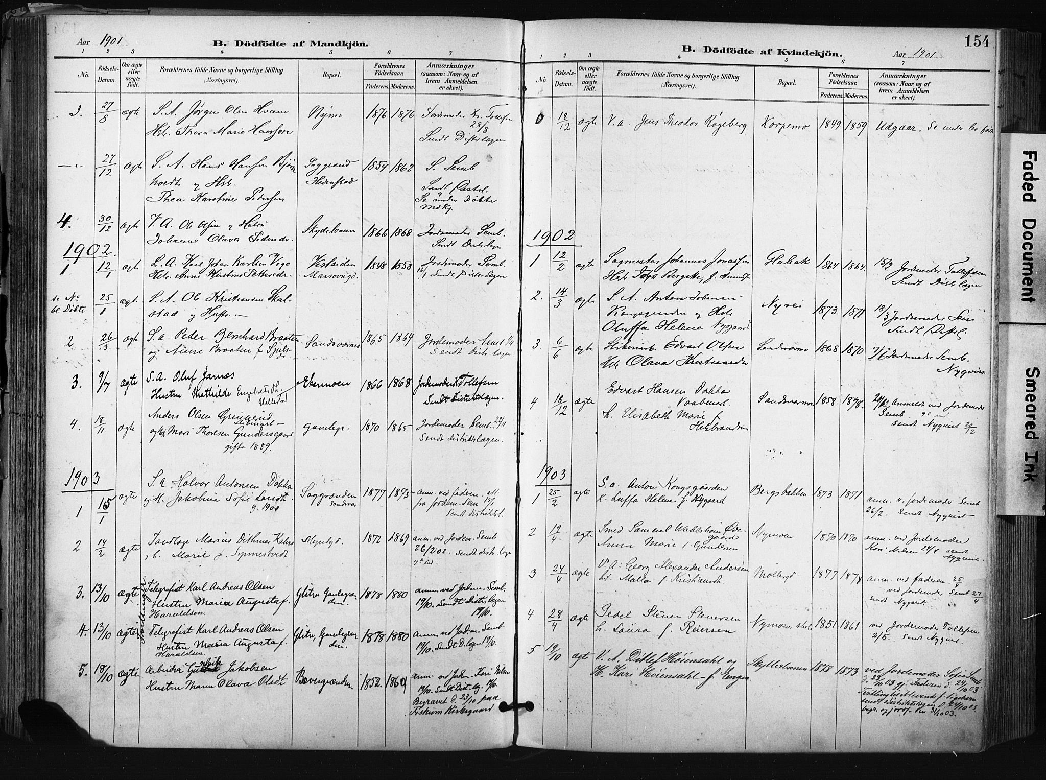 Kongsberg kirkebøker, SAKO/A-22/F/Fb/L0003: Parish register (official) no. II 3, 1896-1905, p. 154