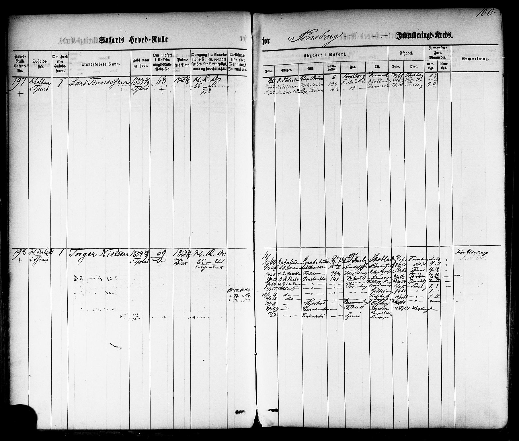 Tønsberg innrulleringskontor, SAKO/A-786/F/Fc/Fca/L0001: Hovedrulle Patent nr. 1-1428, 1860-1861, p. 136