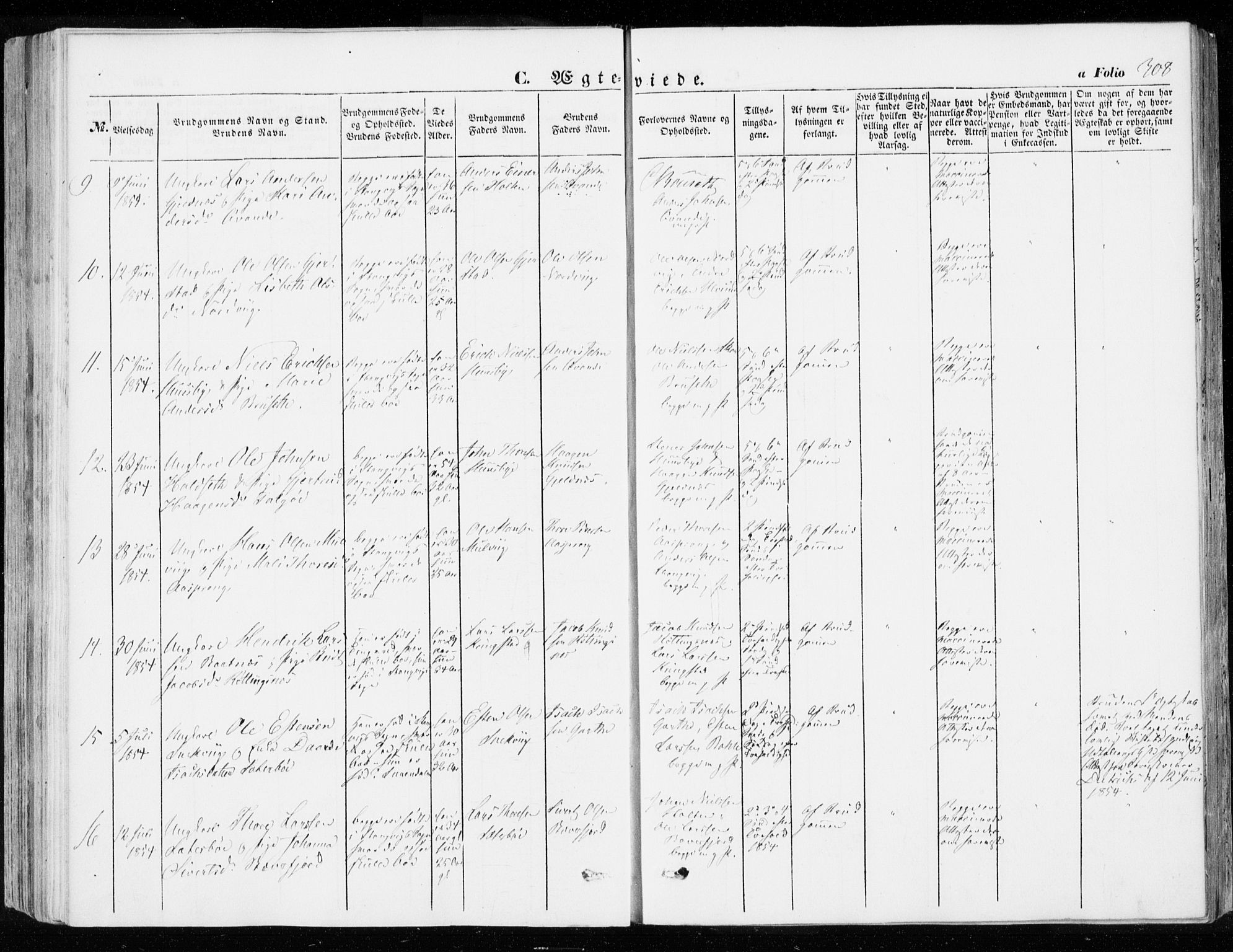 Ministerialprotokoller, klokkerbøker og fødselsregistre - Møre og Romsdal, AV/SAT-A-1454/592/L1026: Parish register (official) no. 592A04, 1849-1867, p. 308