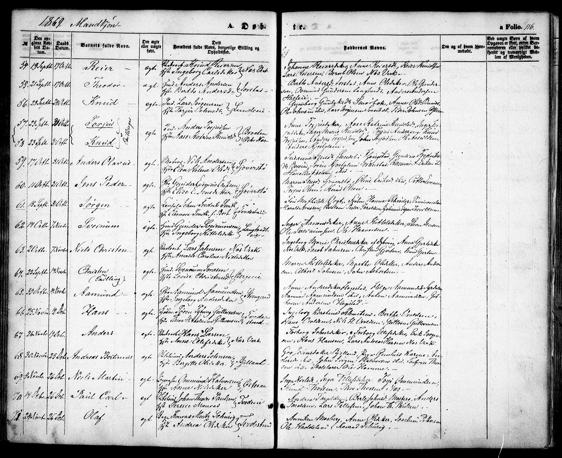 Holt sokneprestkontor, AV/SAK-1111-0021/F/Fa/L0009: Parish register (official) no. A 9, 1861-1871, p. 116