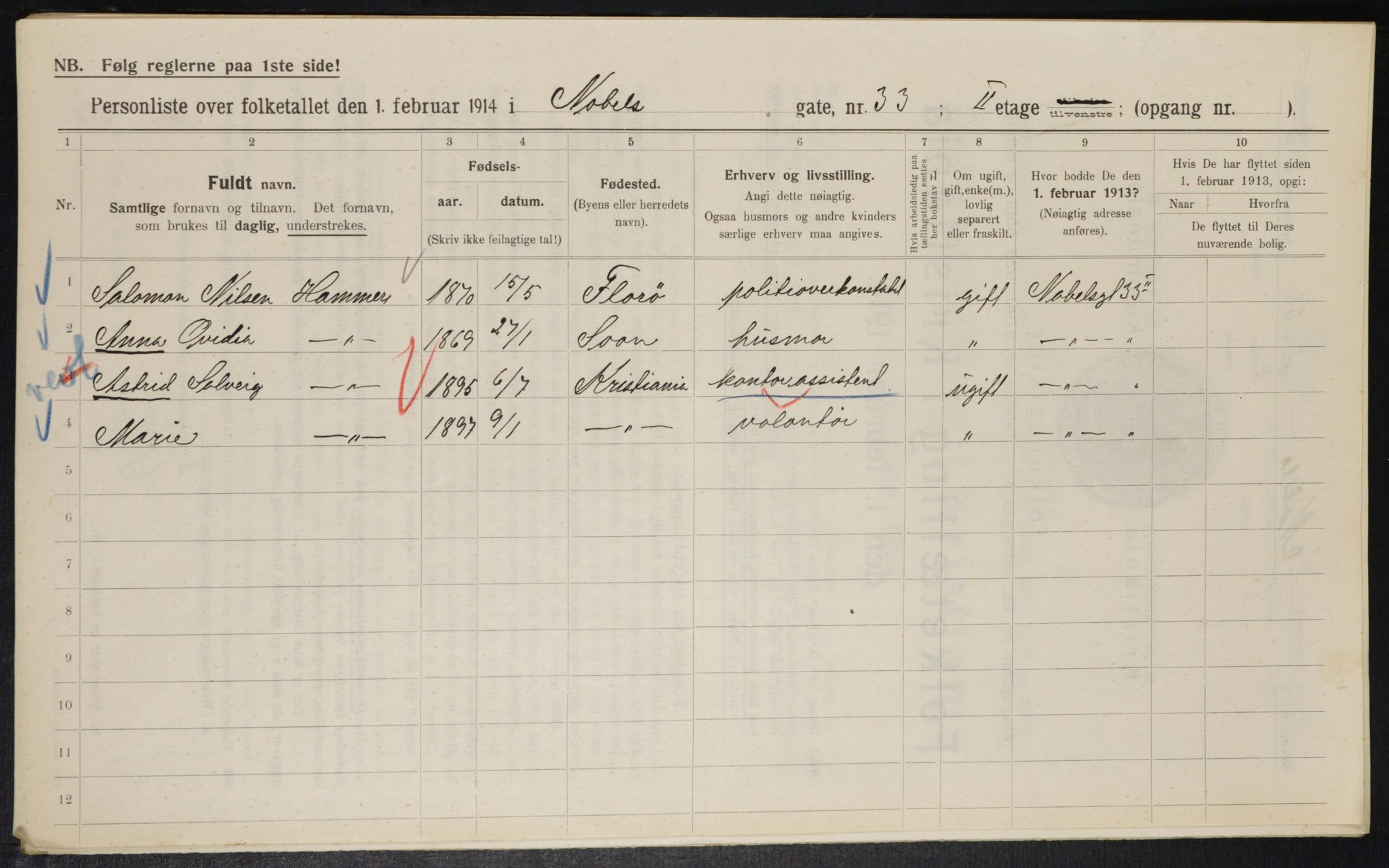 OBA, Municipal Census 1914 for Kristiania, 1914, p. 71359