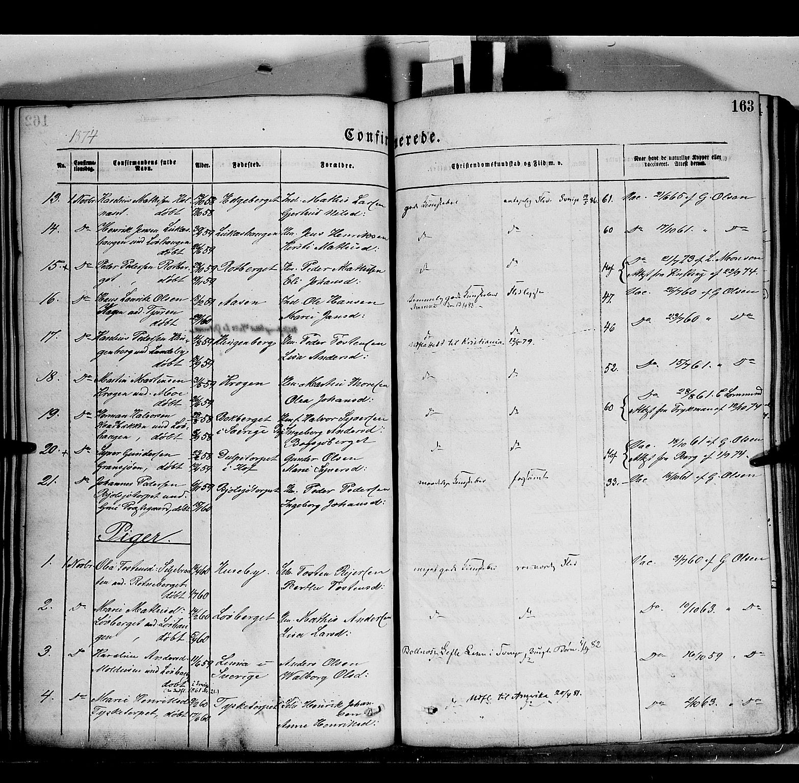 Grue prestekontor, SAH/PREST-036/H/Ha/Haa/L0011: Parish register (official) no. 11, 1873-1880, p. 163