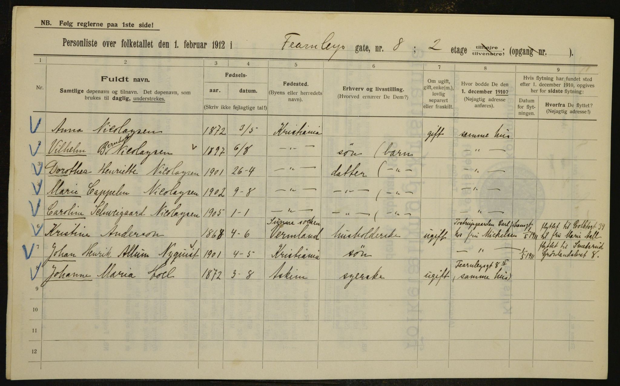 OBA, Municipal Census 1912 for Kristiania, 1912, p. 23946