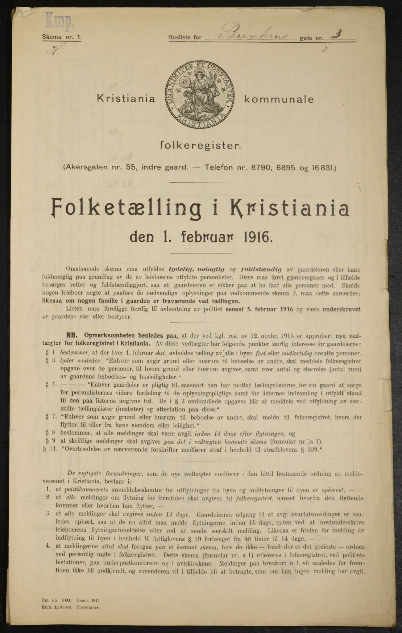 OBA, Municipal Census 1916 for Kristiania, 1916, p. 8876