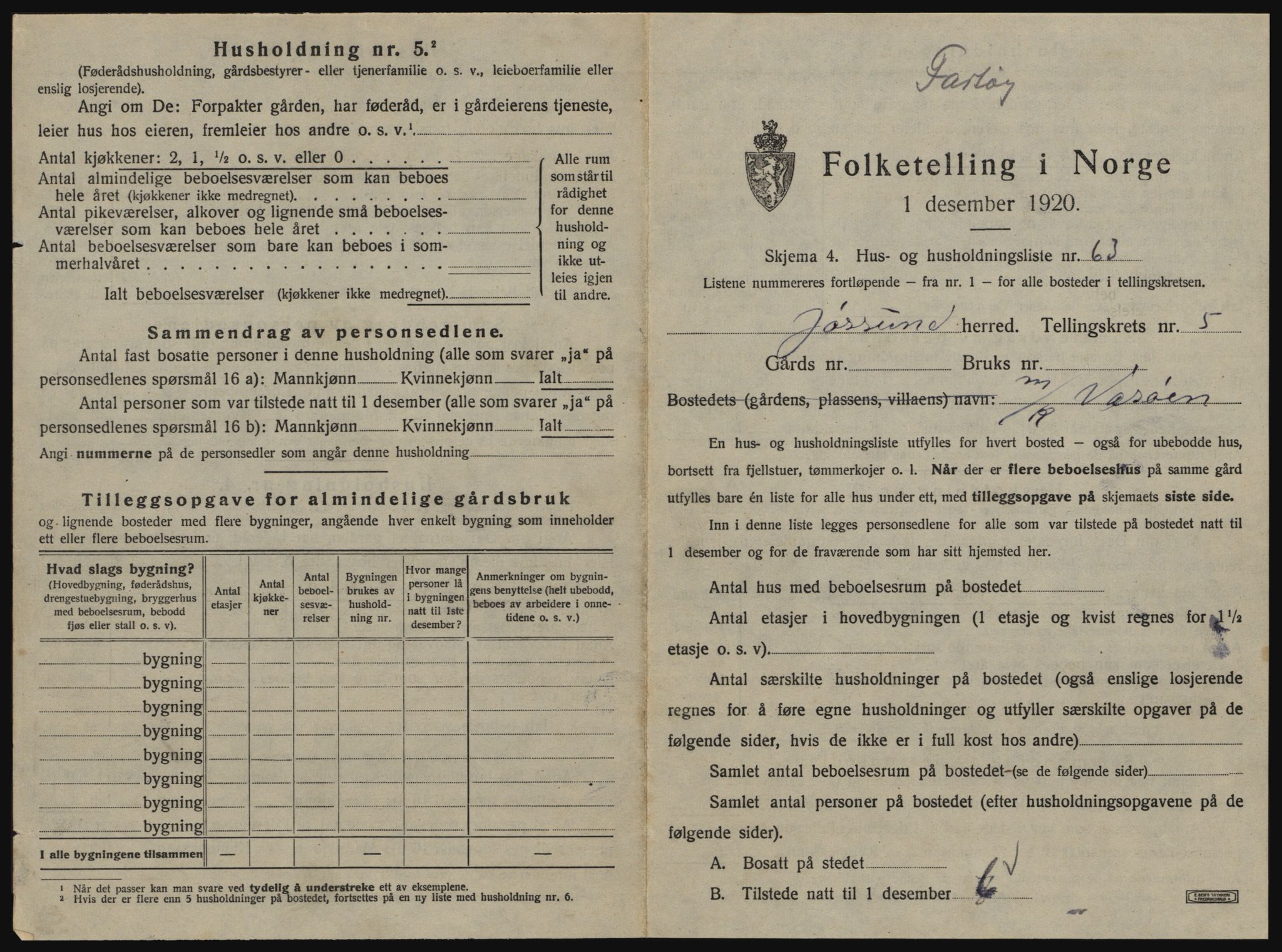 SAT, 1920 census for Jøssund, 1920, p. 732