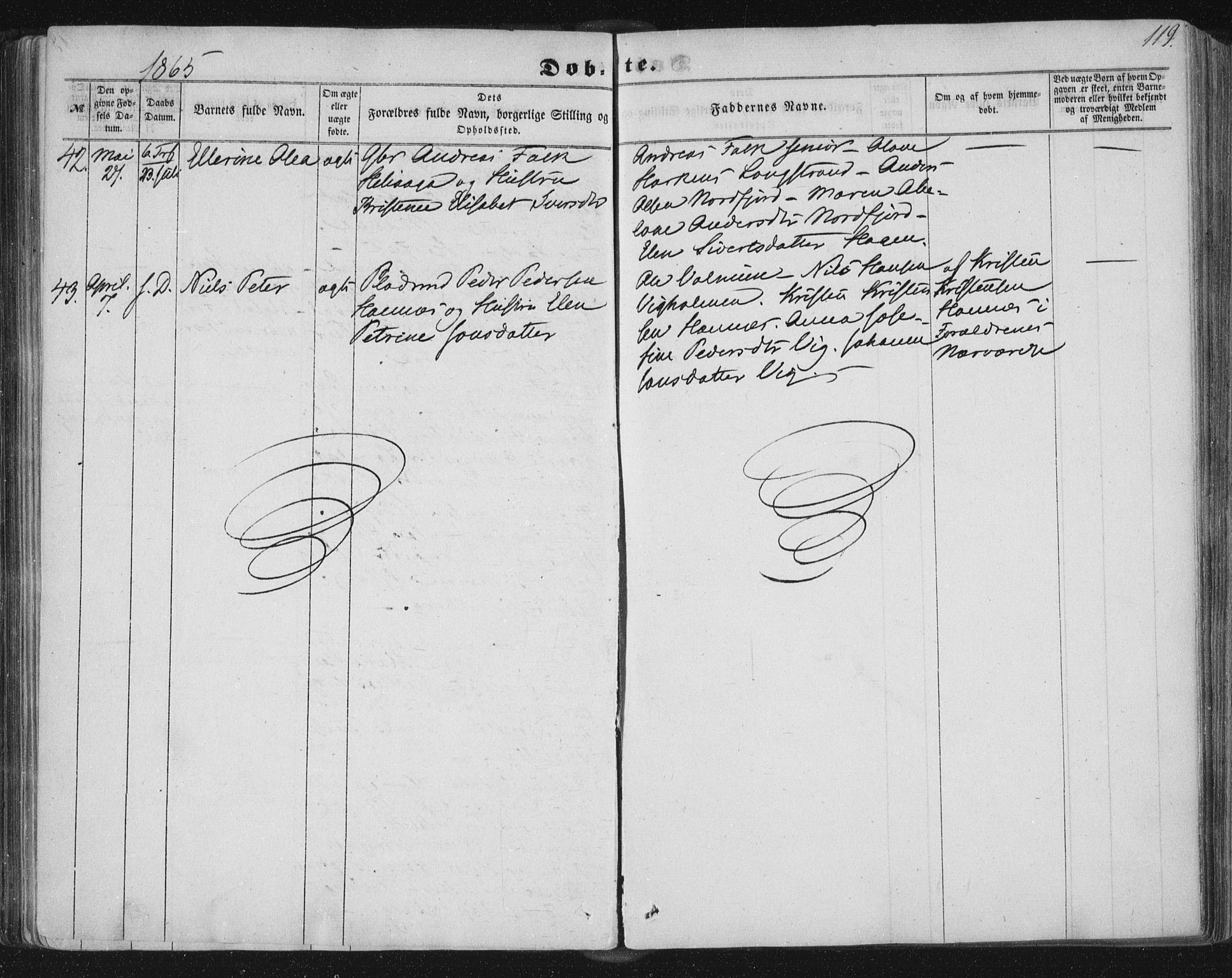 Ministerialprotokoller, klokkerbøker og fødselsregistre - Nordland, AV/SAT-A-1459/838/L0550: Parish register (official) no. 838A08, 1855-1865, p. 119