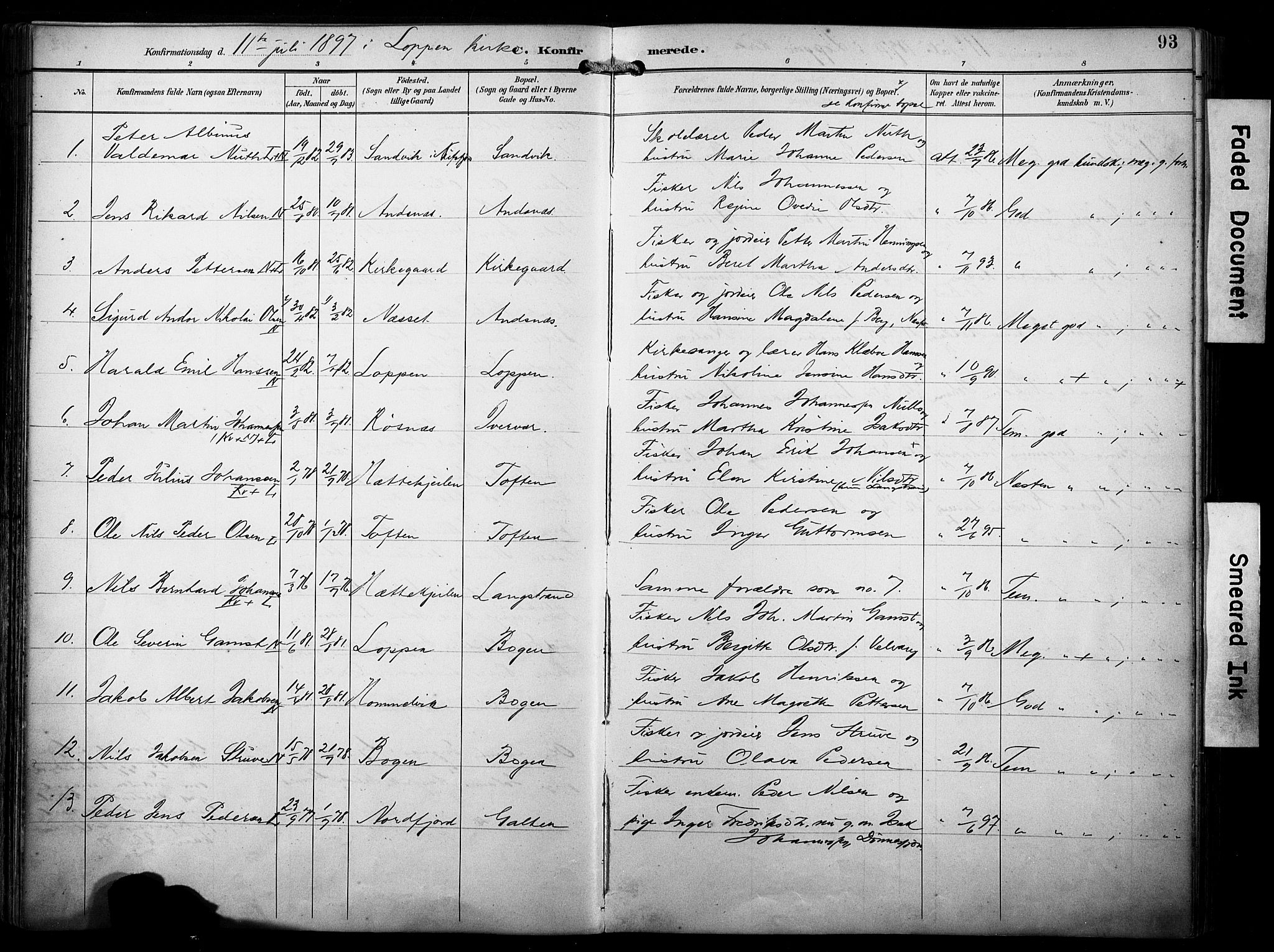 Loppa sokneprestkontor, SATØ/S-1339/H/Ha/L0009kirke: Parish register (official) no. 9, 1895-1909, p. 93