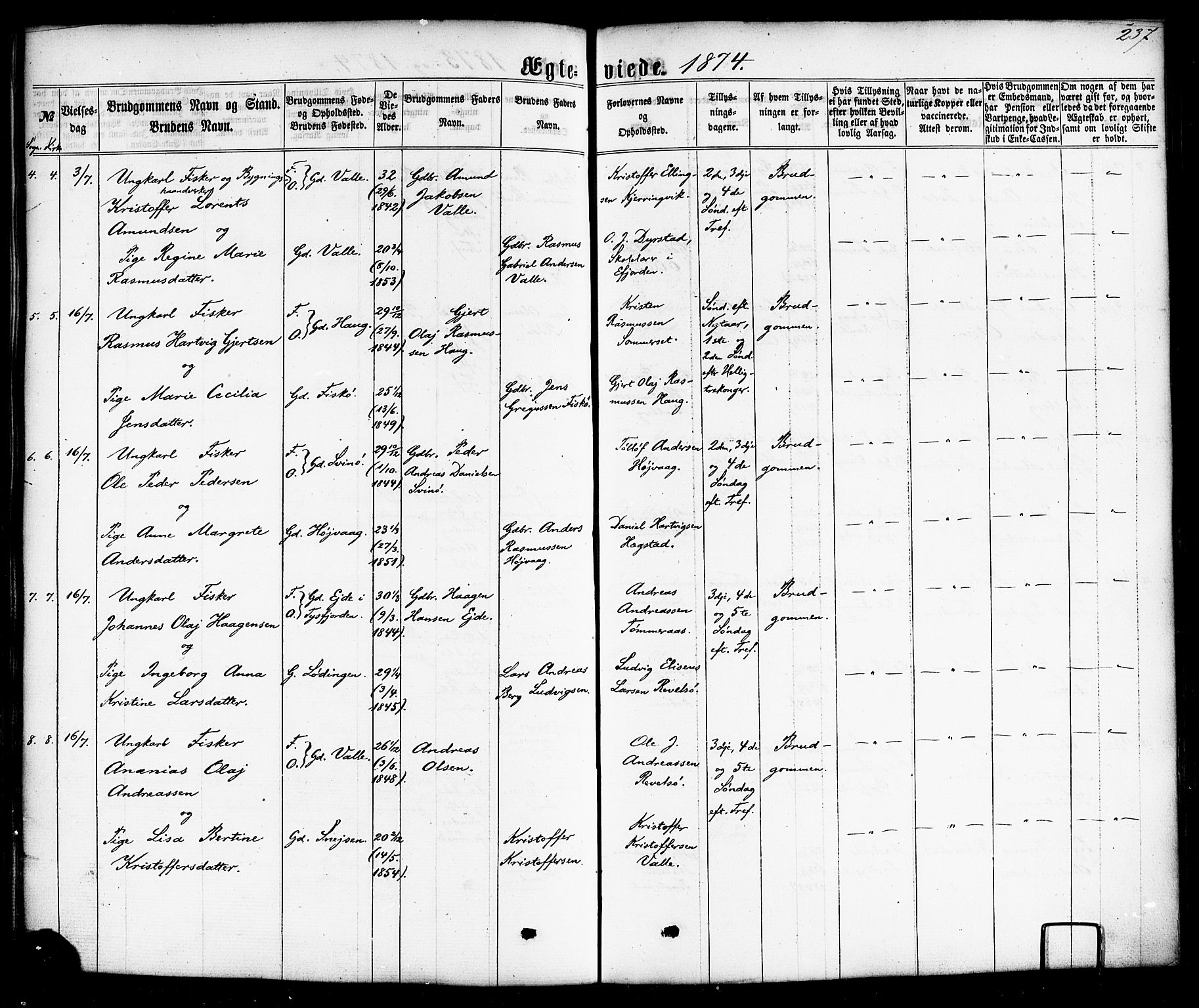 Ministerialprotokoller, klokkerbøker og fødselsregistre - Nordland, AV/SAT-A-1459/872/L1034: Parish register (official) no. 872A09, 1864-1884, p. 237