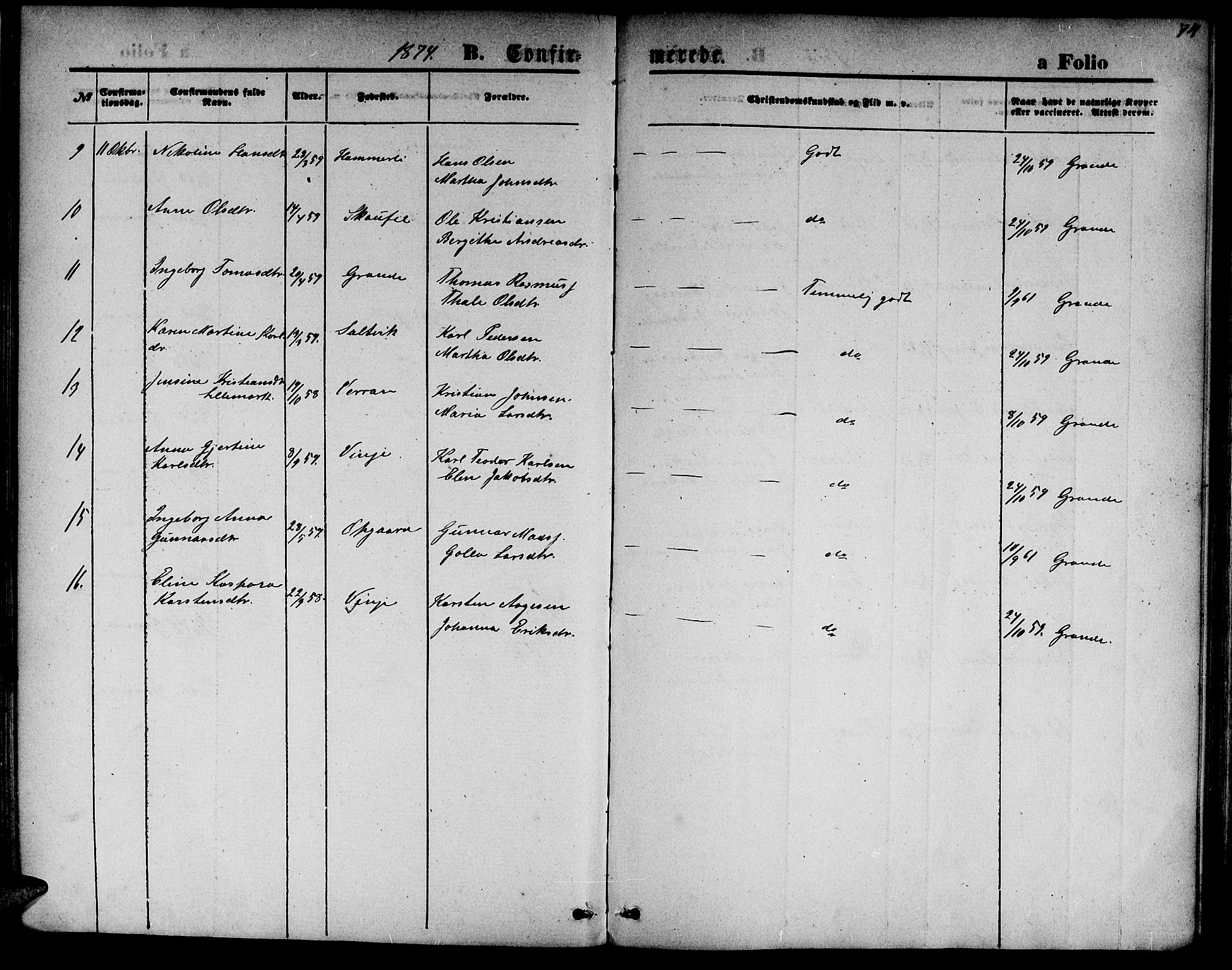 Ministerialprotokoller, klokkerbøker og fødselsregistre - Nord-Trøndelag, SAT/A-1458/733/L0326: Parish register (copy) no. 733C01, 1871-1887, p. 74