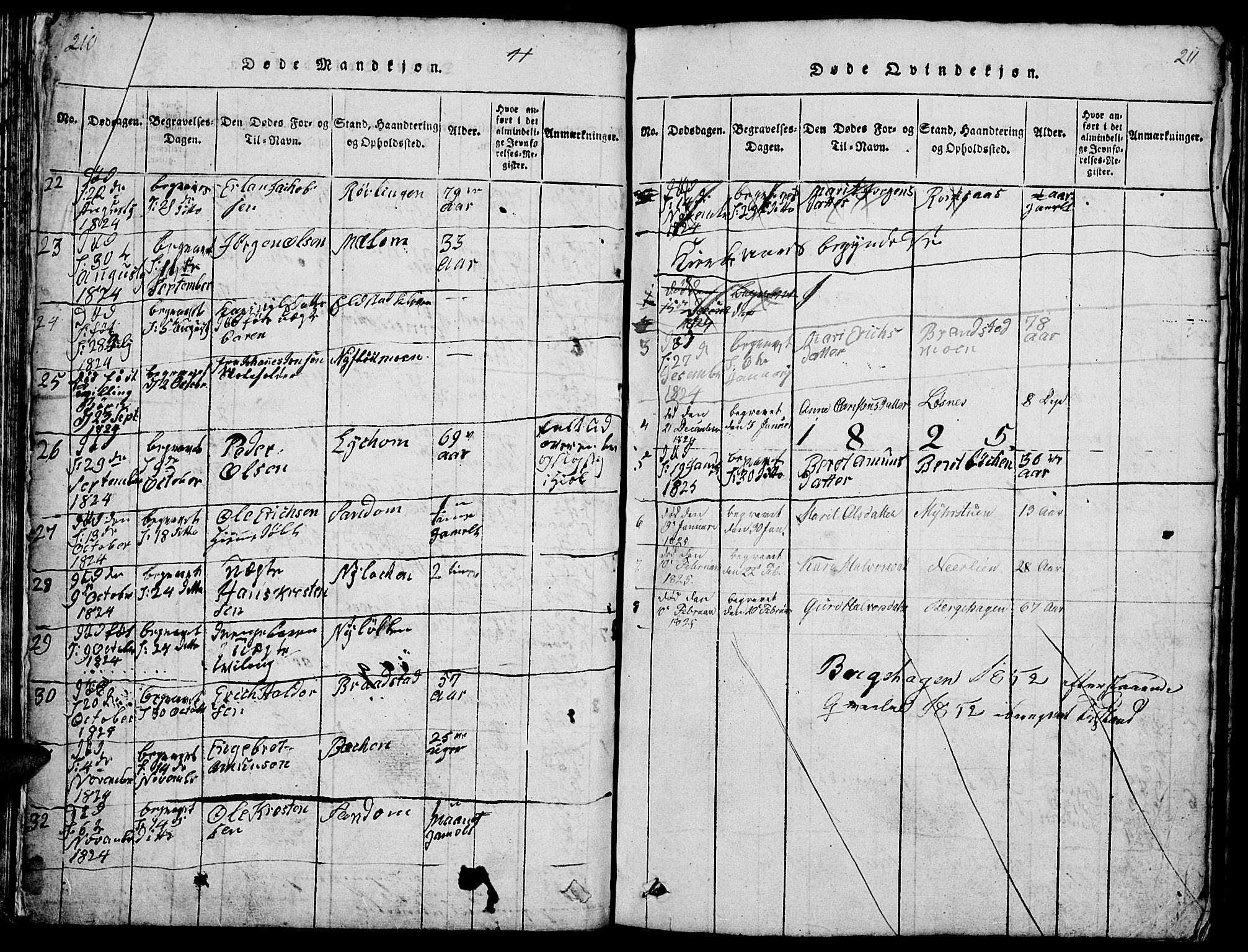 Ringebu prestekontor, SAH/PREST-082/H/Ha/Hab/L0001: Parish register (copy) no. 1, 1821-1839, p. 210-211