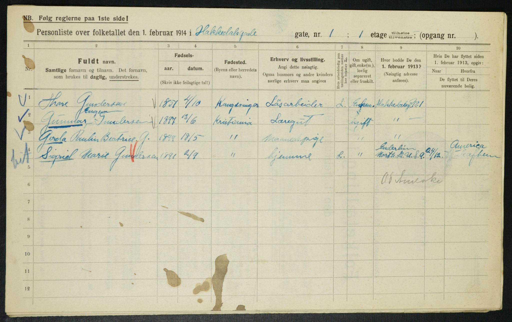 OBA, Municipal Census 1914 for Kristiania, 1914, p. 34071