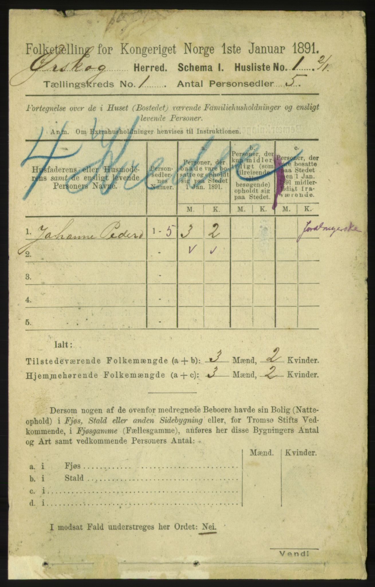 RA, 1891 census for 1527 Ørskog, 1891, p. 16