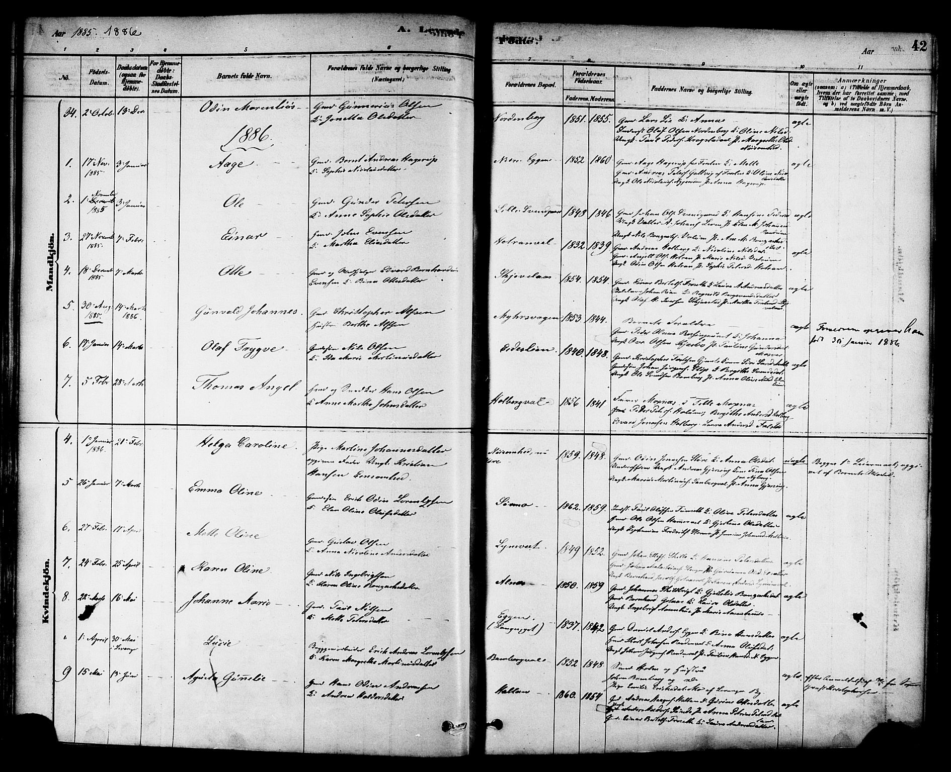 Ministerialprotokoller, klokkerbøker og fødselsregistre - Nord-Trøndelag, AV/SAT-A-1458/717/L0159: Parish register (official) no. 717A09, 1878-1898, p. 42