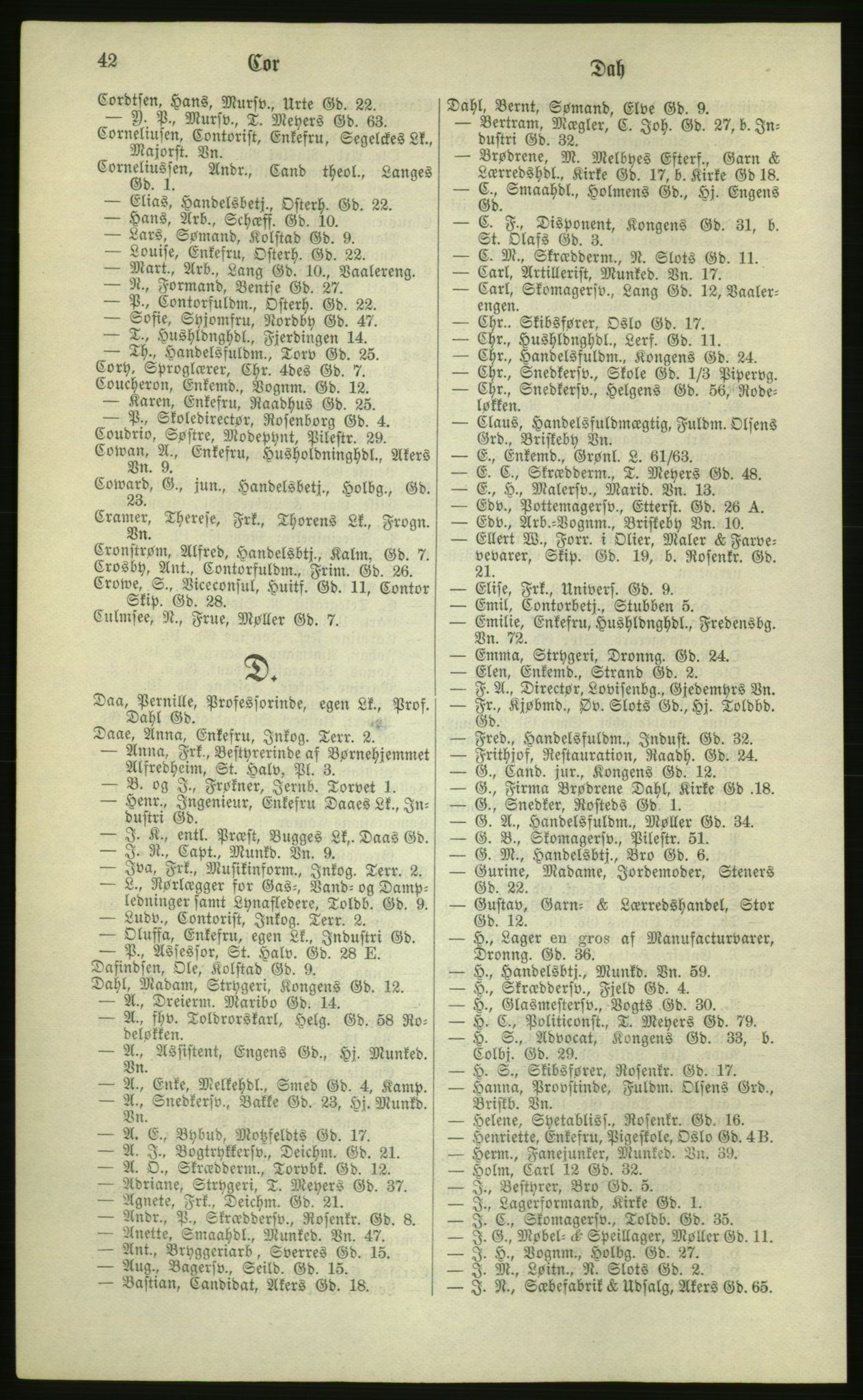 Kristiania/Oslo adressebok, PUBL/-, 1881, p. 42