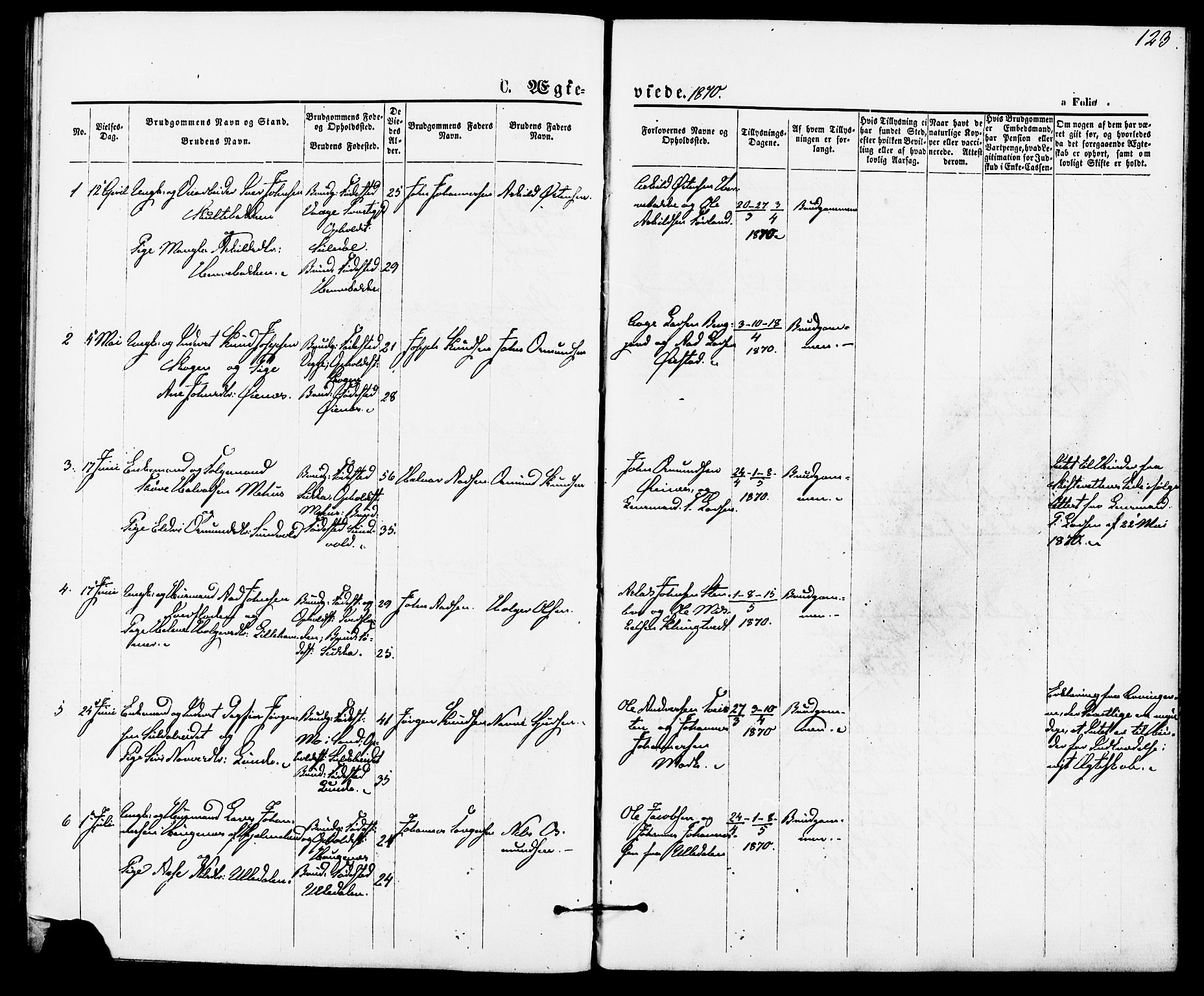 Suldal sokneprestkontor, AV/SAST-A-101845/01/IV/L0010: Parish register (official) no. A 10, 1869-1878, p. 123