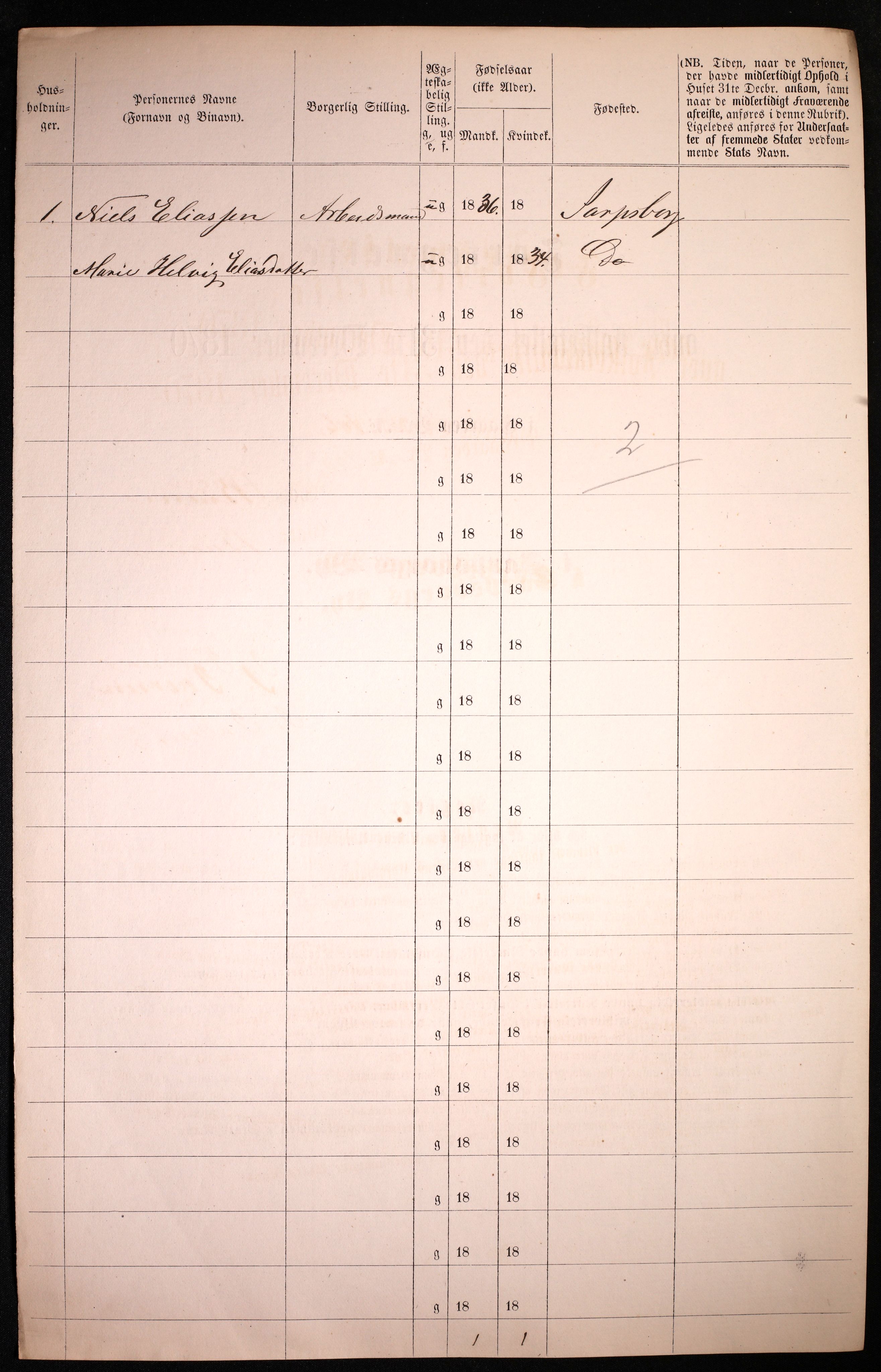 RA, 1870 census for 0102 Sarpsborg, 1870, p. 410