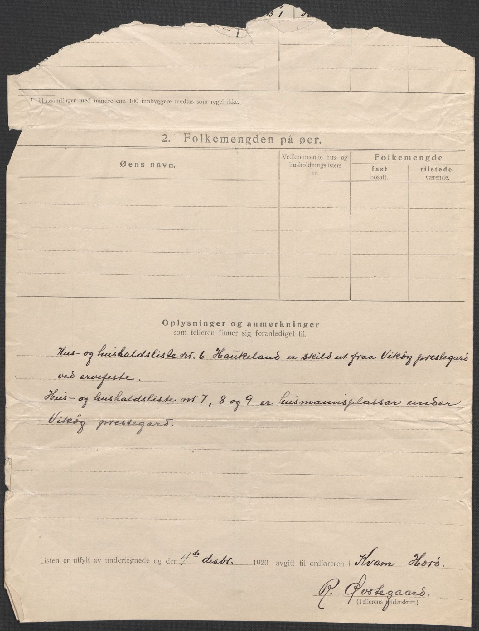 SAB, 1920 census for Kvam, 1920, p. 12