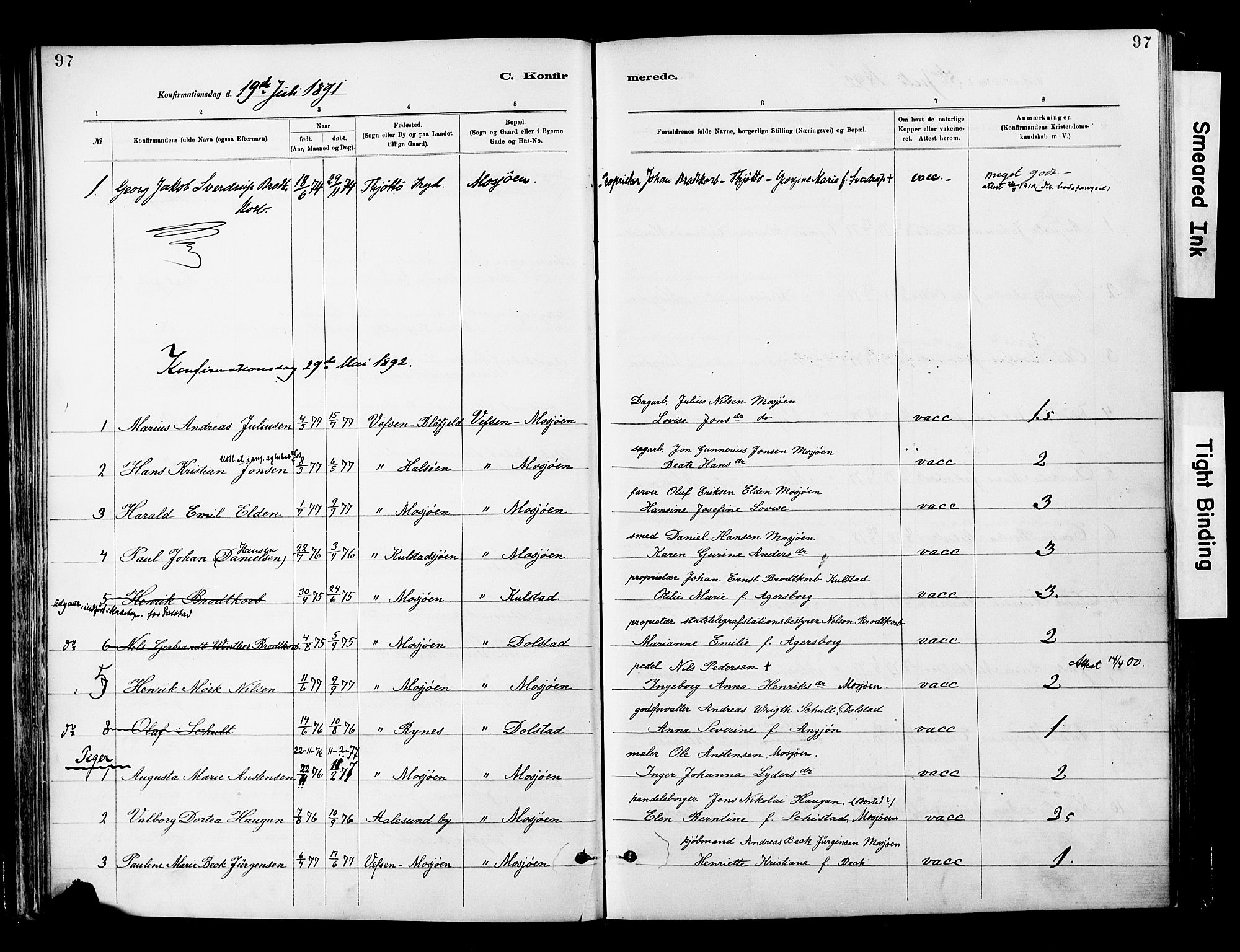 Ministerialprotokoller, klokkerbøker og fødselsregistre - Nordland, SAT/A-1459/820/L0296: Parish register (official) no. 820A17, 1880-1903, p. 97