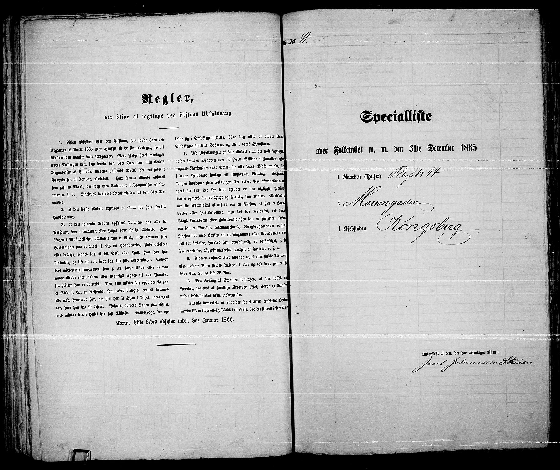 RA, 1865 census for Kongsberg/Kongsberg, 1865, p. 91