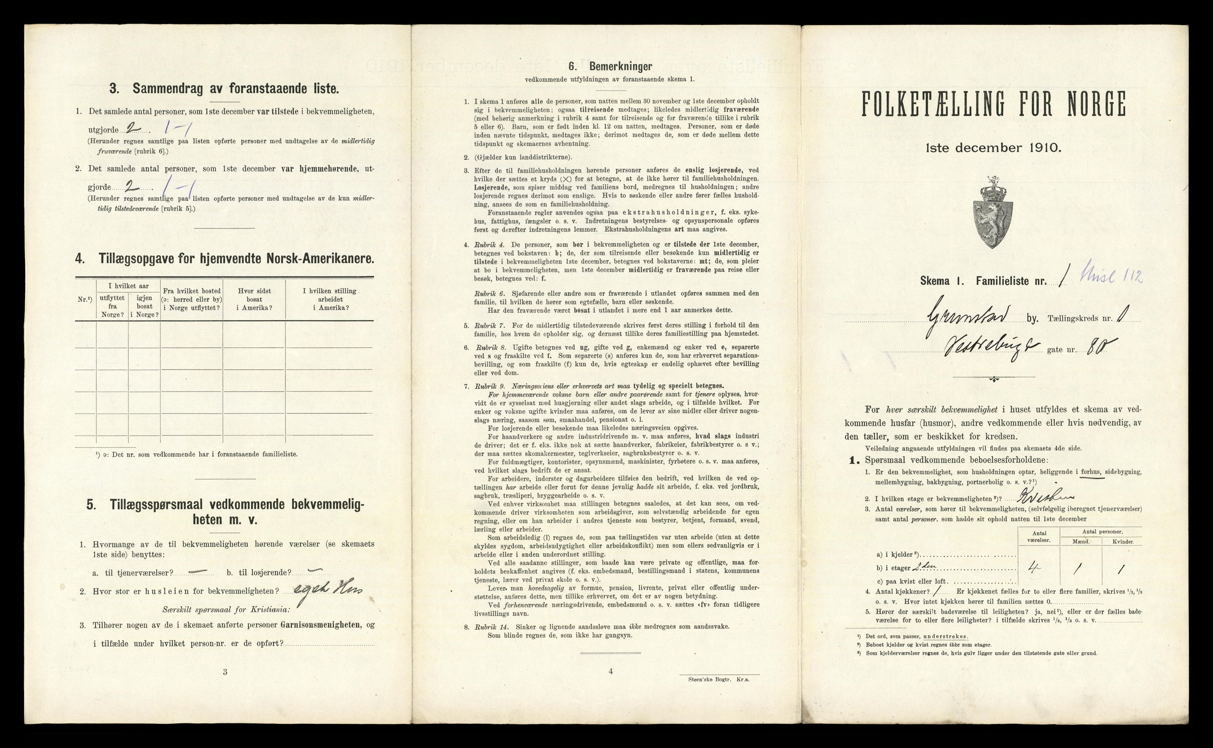 RA, 1910 census for Grimstad, 1910, p. 608