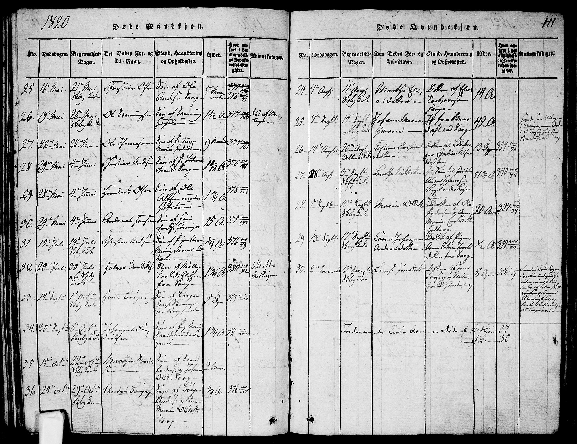 Skjeberg prestekontor Kirkebøker, SAO/A-10923/G/Ga/L0001: Parish register (copy) no. I 1, 1815-1830, p. 111