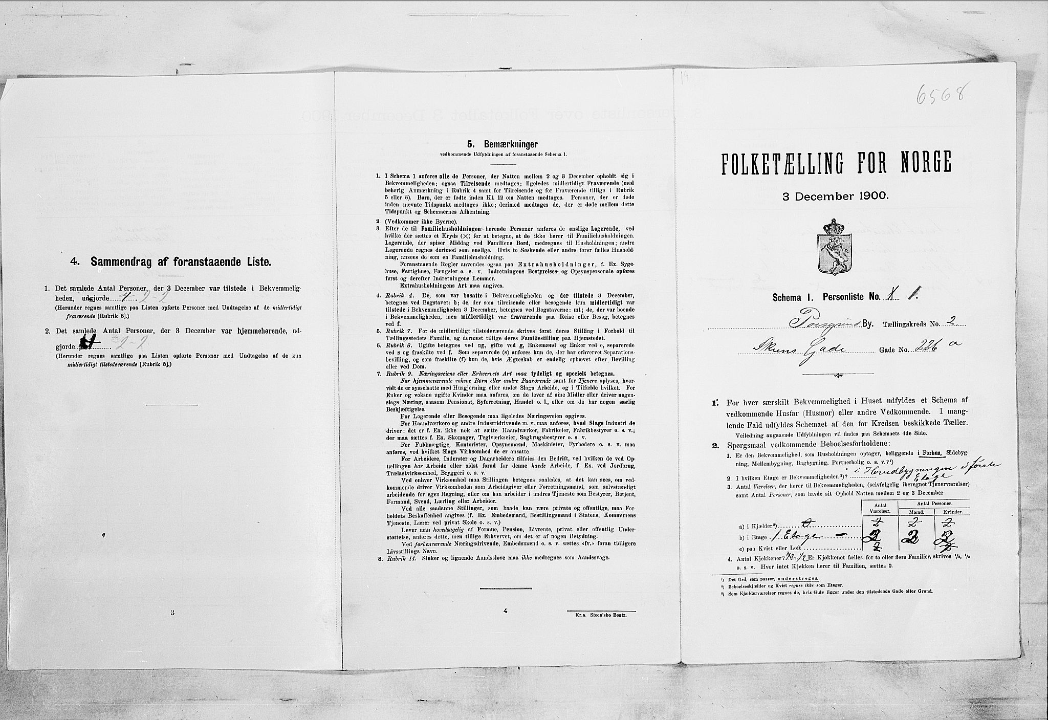 SAKO, 1900 census for Porsgrunn, 1900, p. 220