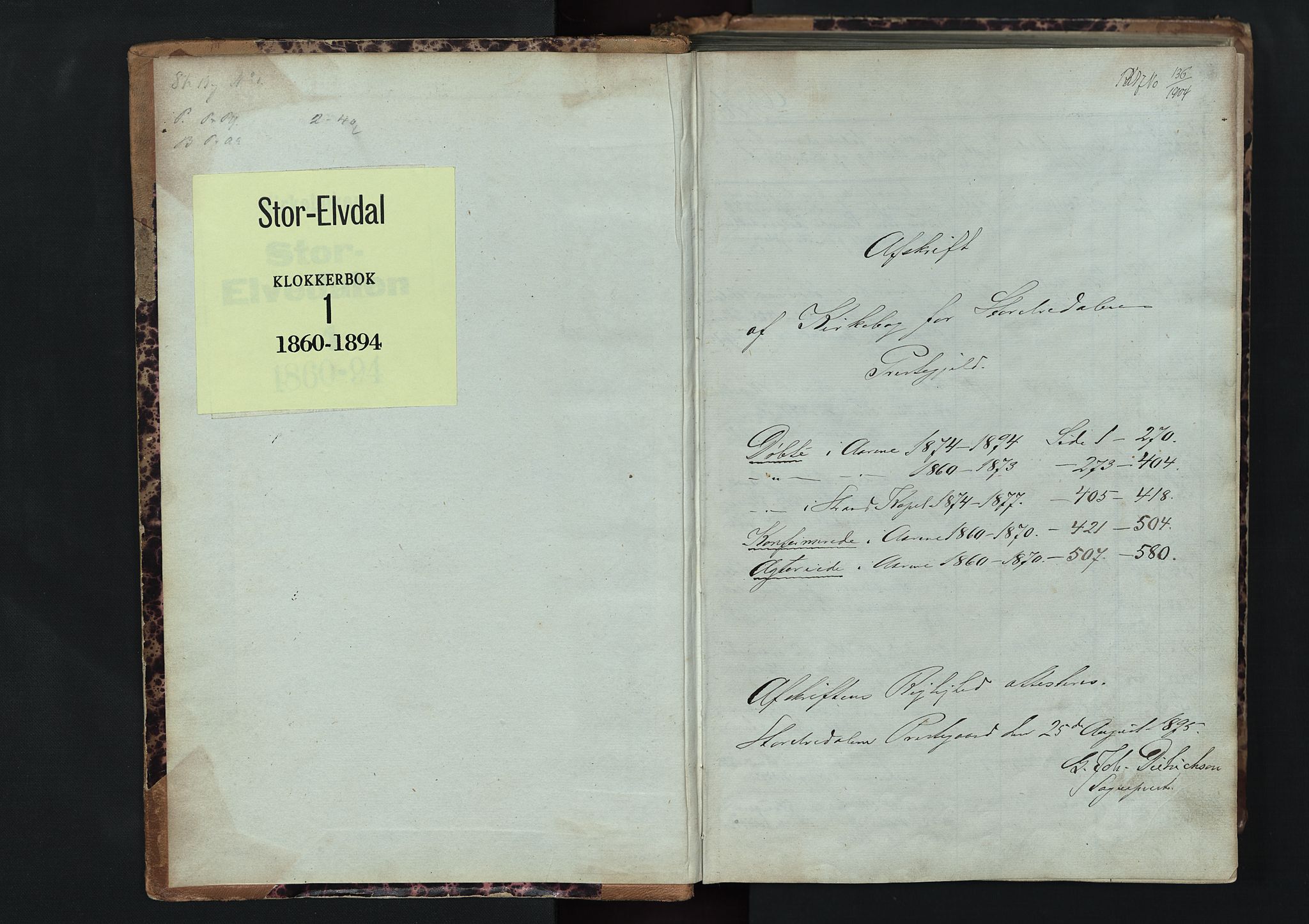 Stor-Elvdal prestekontor, SAH/PREST-052/H/Ha/Hab/L0001: Parish register (copy) no. 1 /1, 1860-1894
