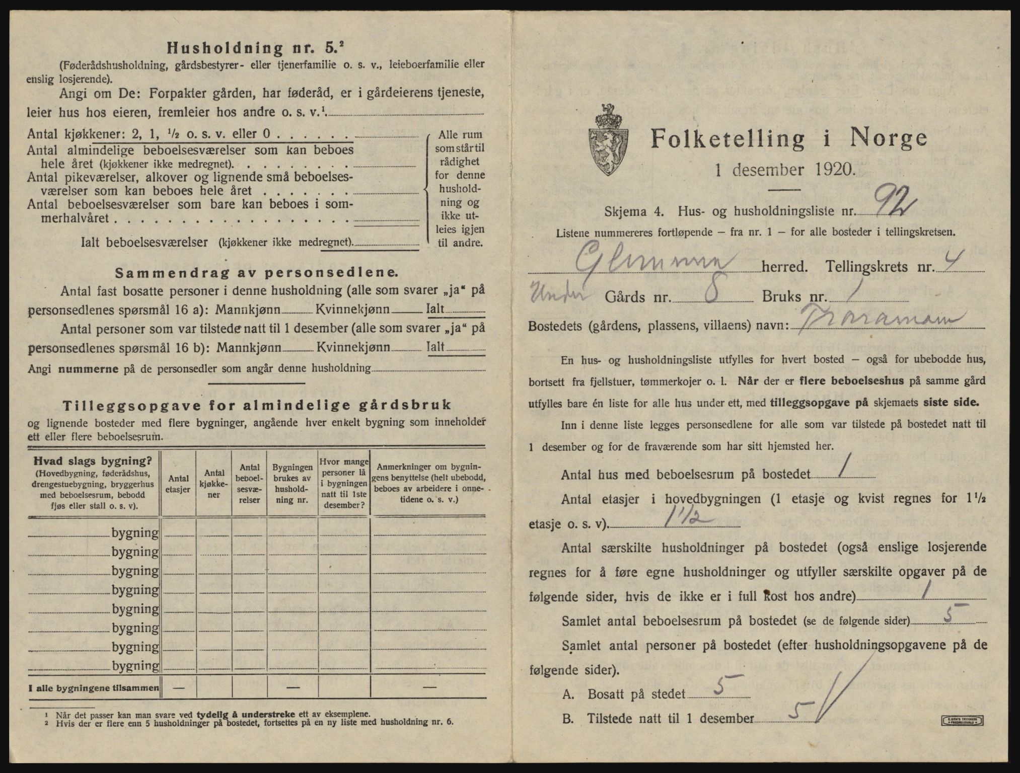 SAO, 1920 census for Glemmen, 1920, p. 1371