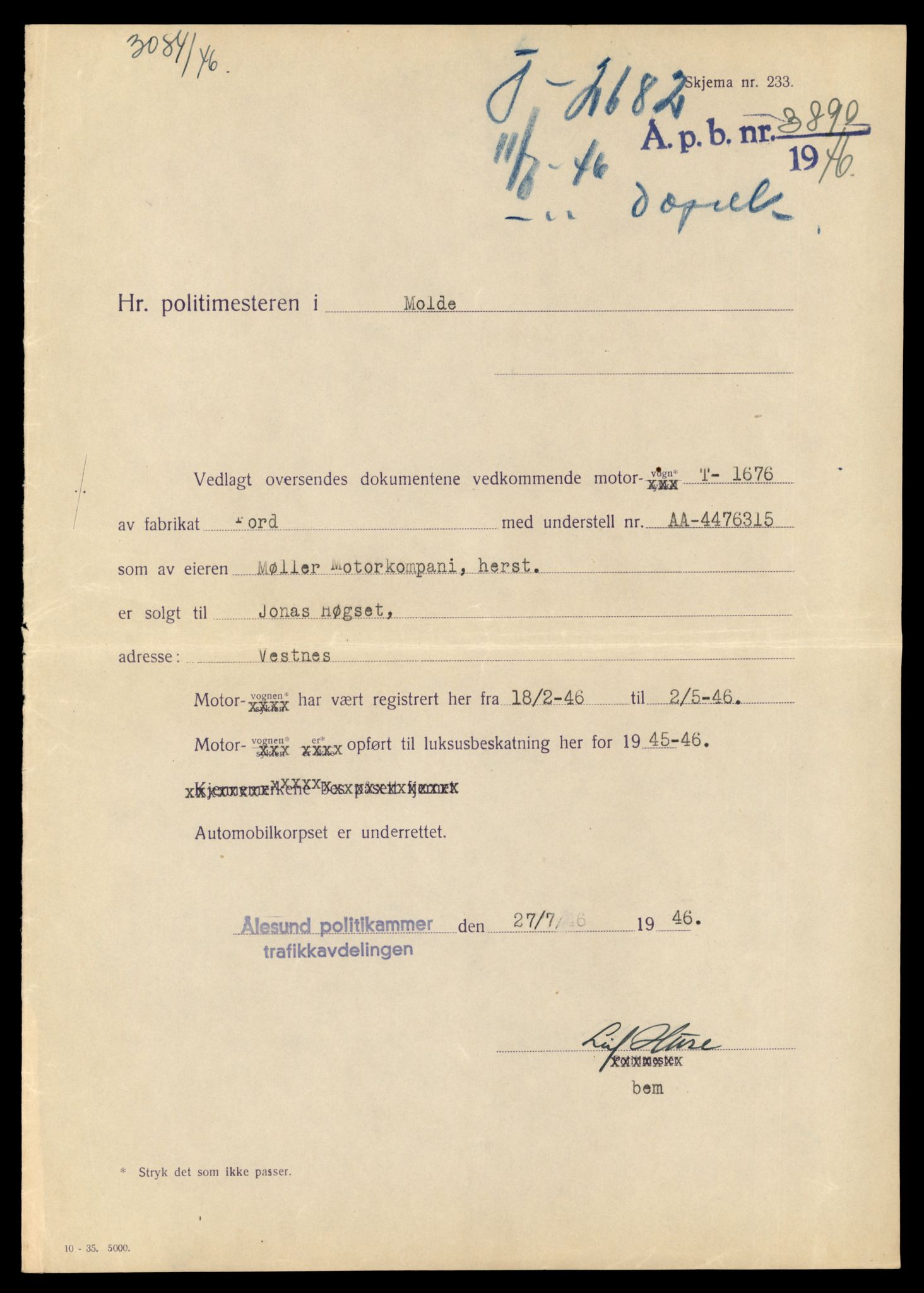 Møre og Romsdal vegkontor - Ålesund trafikkstasjon, AV/SAT-A-4099/F/Fe/L0034: Registreringskort for kjøretøy T 12500 - T 12652, 1927-1998, p. 2442