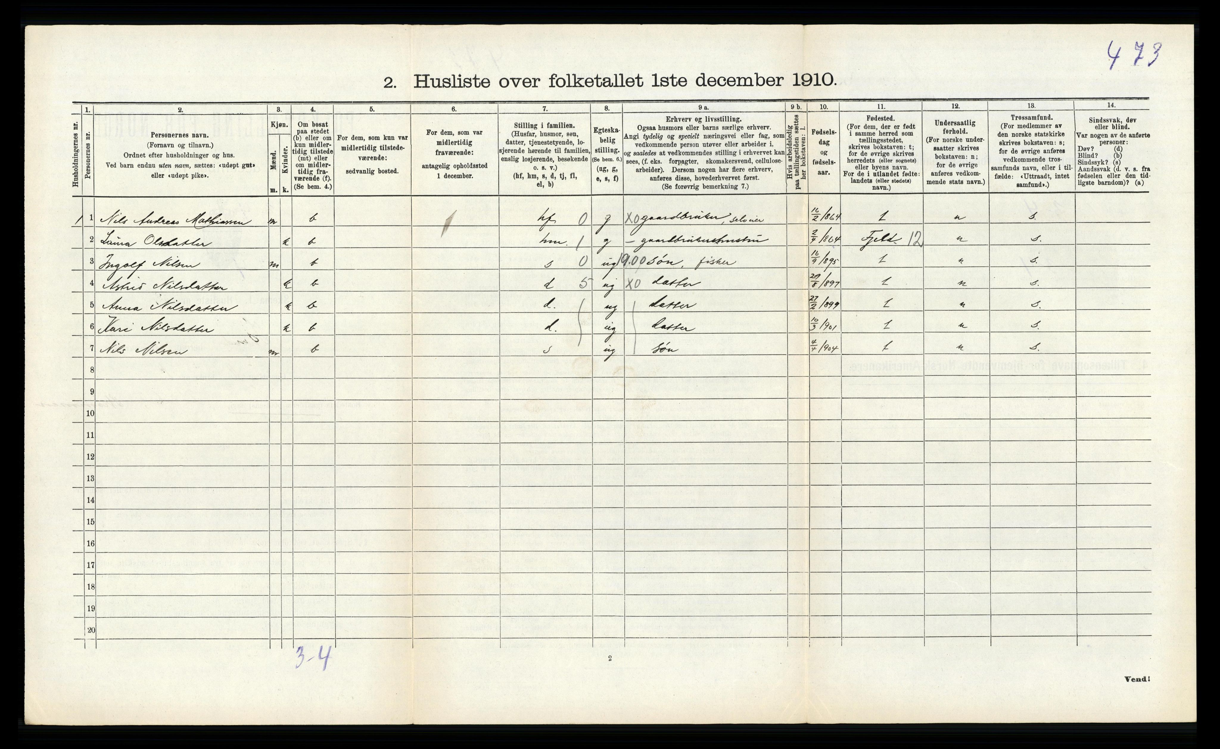 RA, 1910 census for Sund, 1910, p. 189