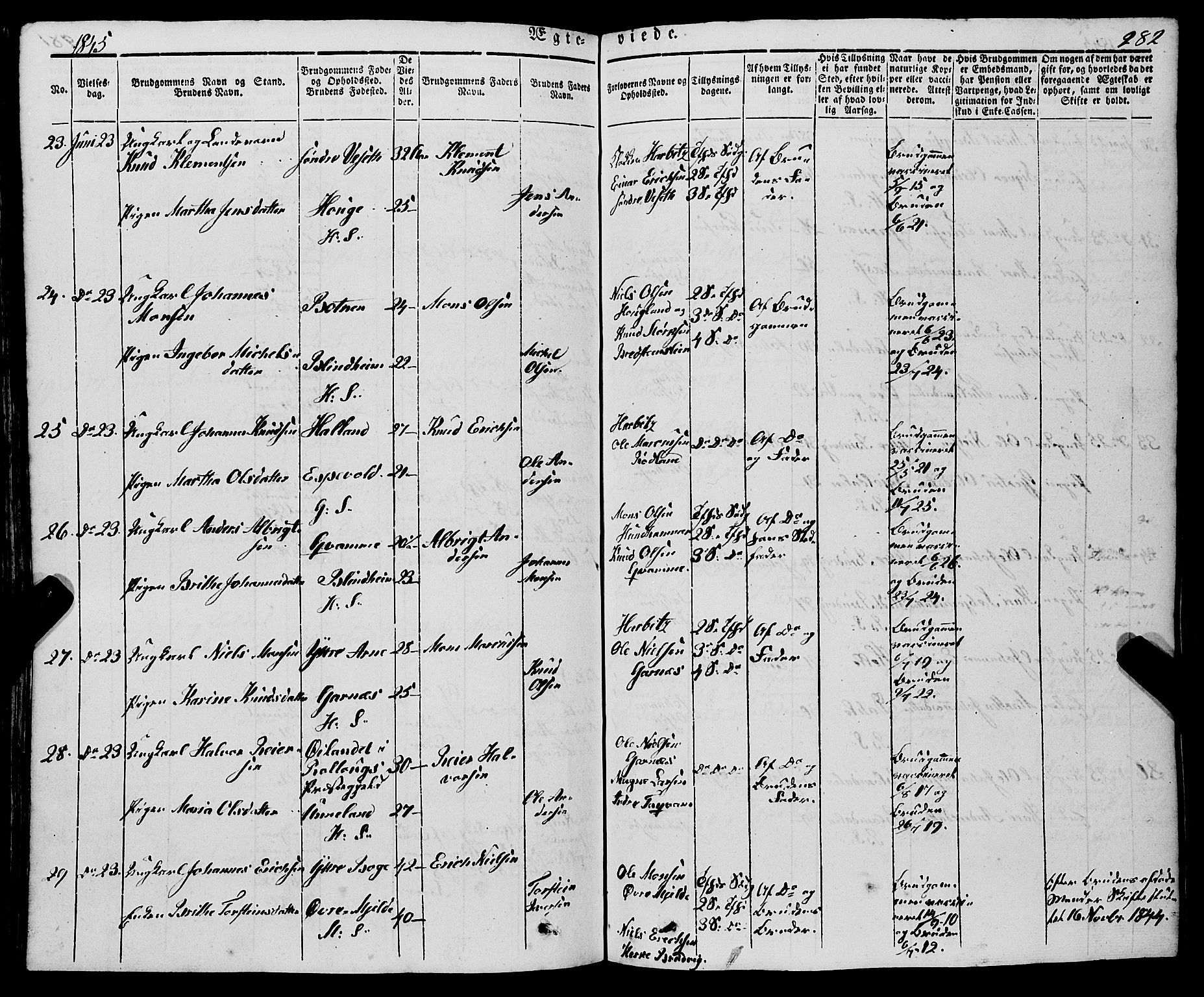 Haus sokneprestembete, AV/SAB-A-75601/H/Haa: Parish register (official) no. A 15, 1838-1847, p. 282