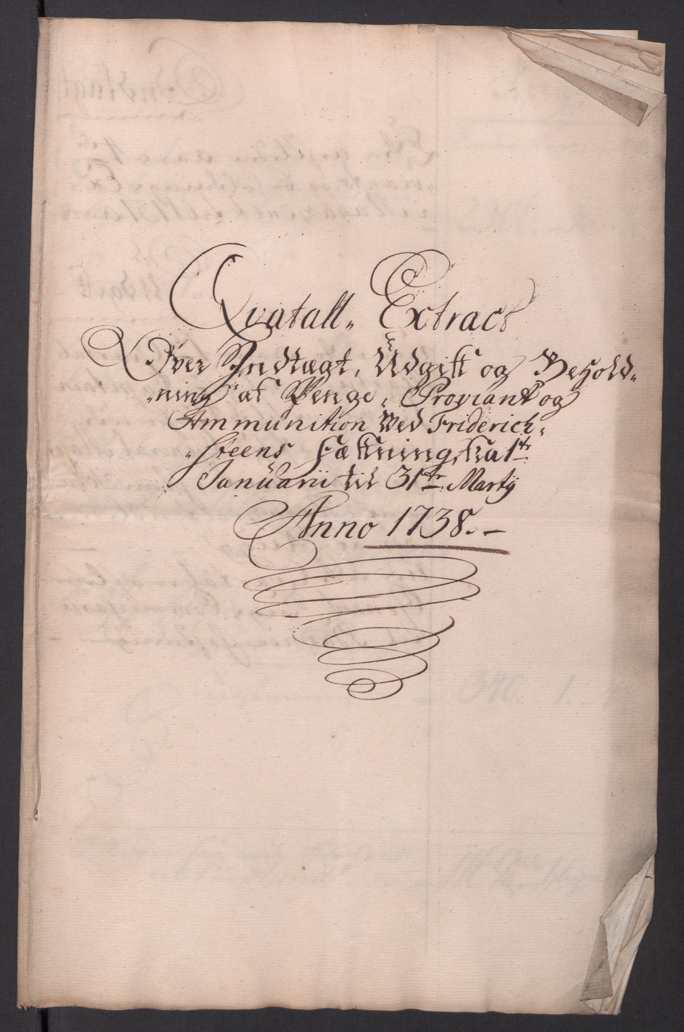 Kommanderende general (KG I) med Det norske krigsdirektorium, AV/RA-EA-5419/D/L0154: Fredriksten festning: Brev, inventarfortegnelser og regnskapsekstrakter, 1730-1739, p. 624