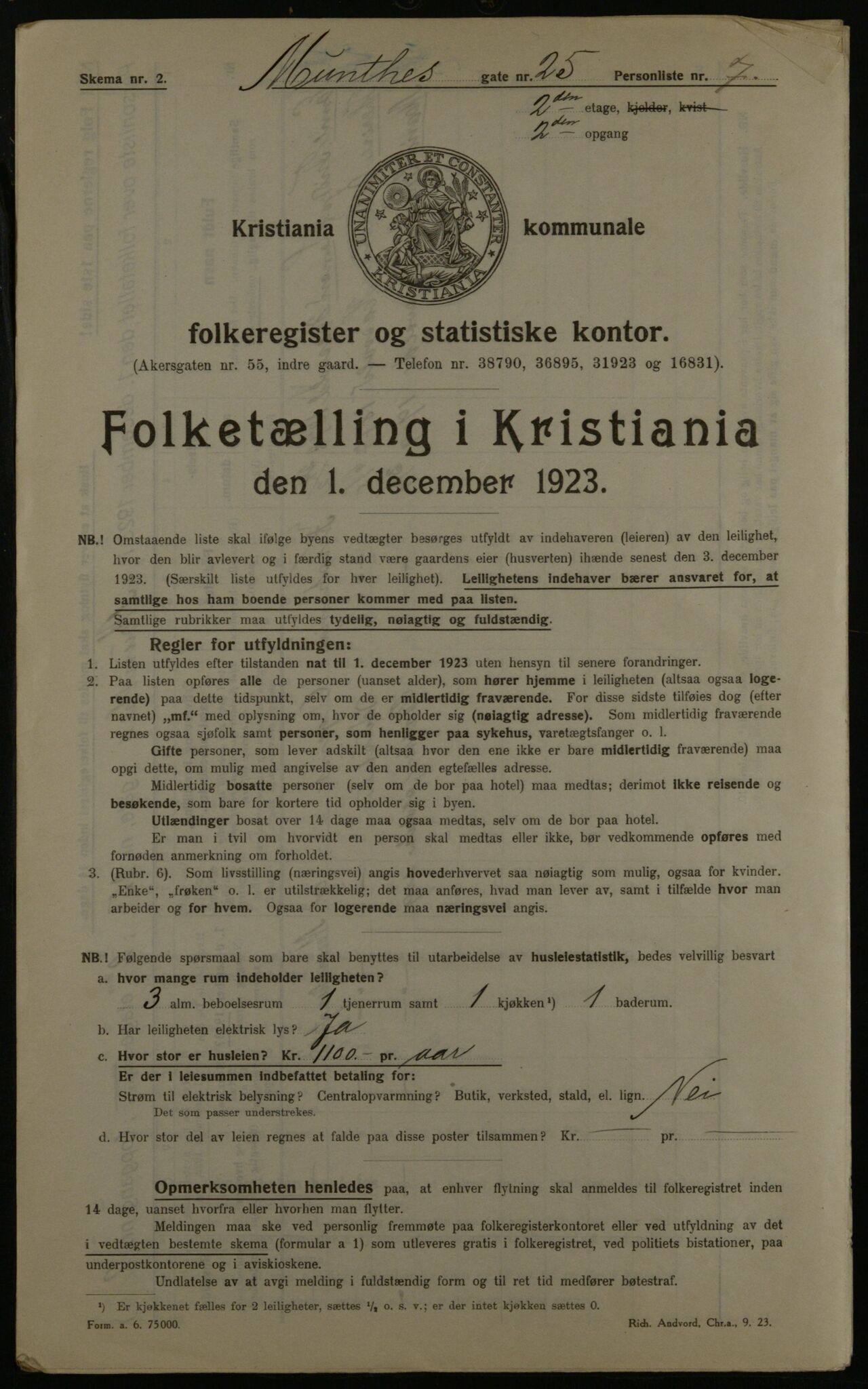 OBA, Municipal Census 1923 for Kristiania, 1923, p. 75061