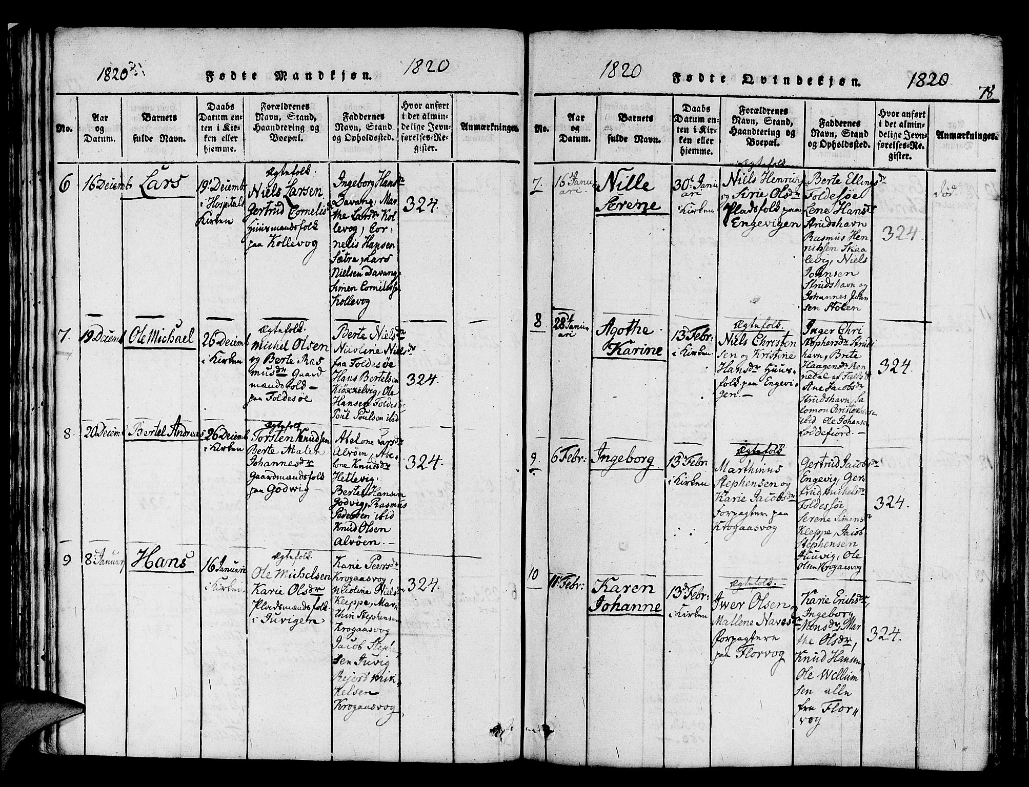 Askøy Sokneprestembete, AV/SAB-A-74101/H/Ha/Haa/Haaa/L0003: Parish register (official) no. A 3, 1815-1825, p. 78