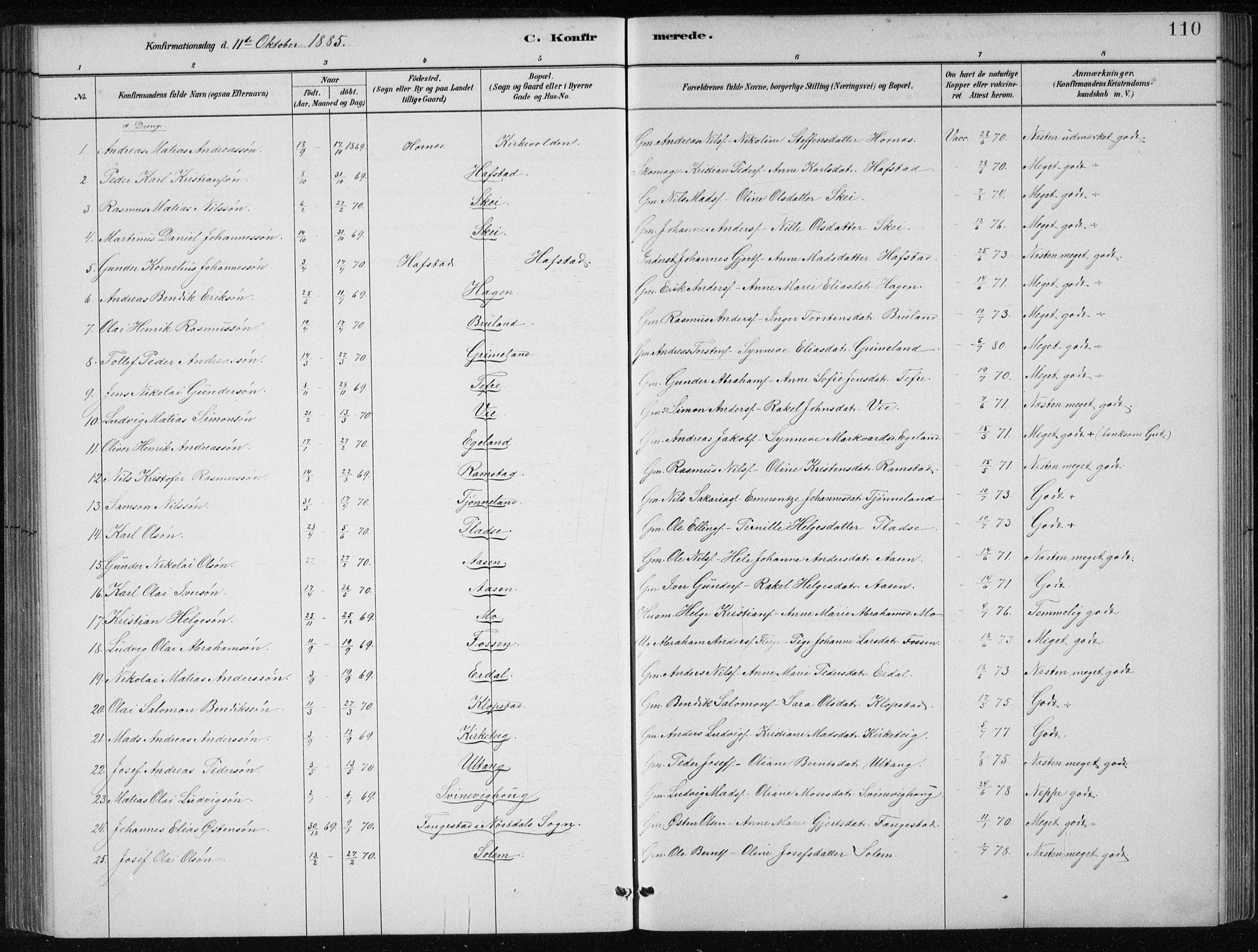 Førde sokneprestembete, SAB/A-79901/H/Hab/Haba/L0002: Parish register (copy) no. A 2, 1881-1898, p. 110